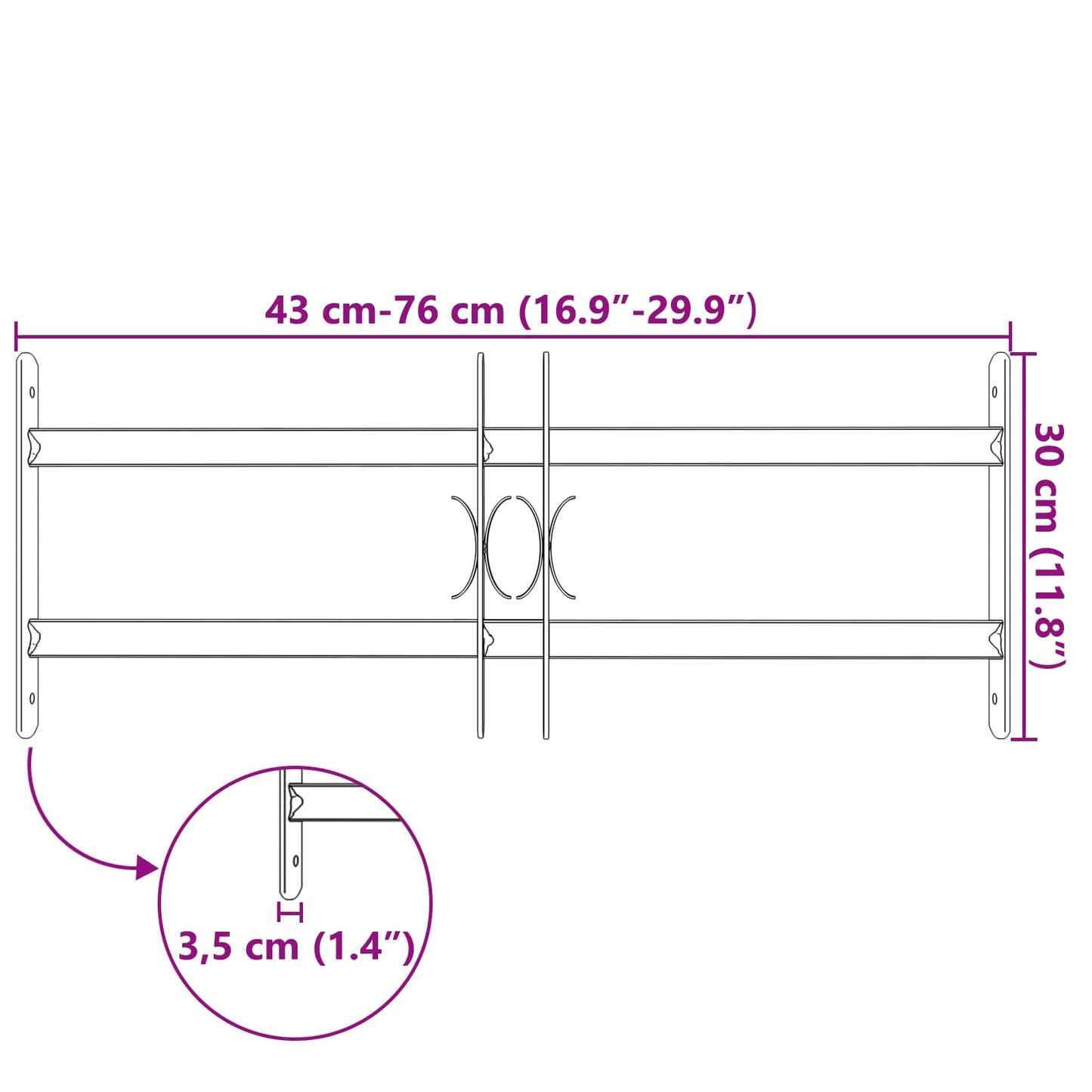 vidaXL Γρίλια Παραθύρου Μαύρο 76 x 30 εκ Χάλυβας με επίστρωση πούδρας