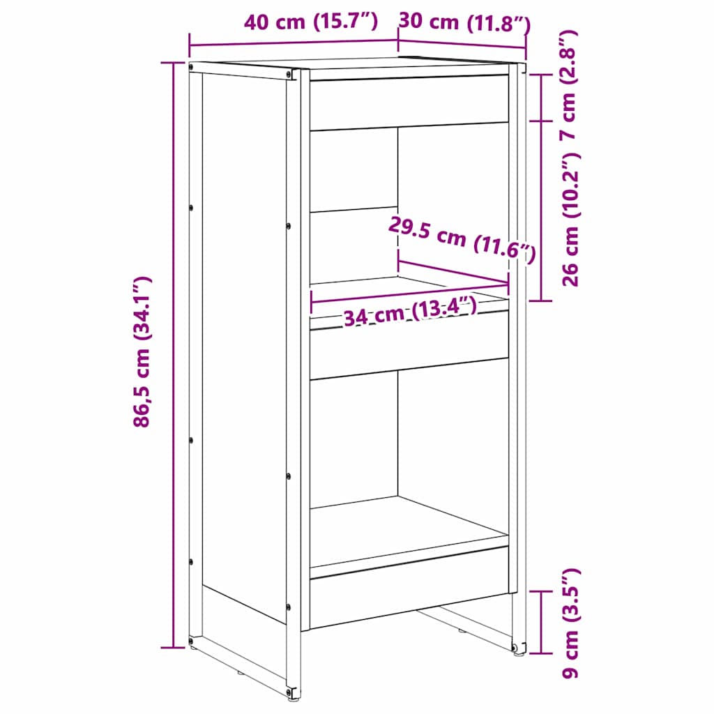 vidaXL Βιβλιοθήκη Γκρίζο Σονομα 80 x 30 x 155 εκ Επεξεργασμένο ξύλο