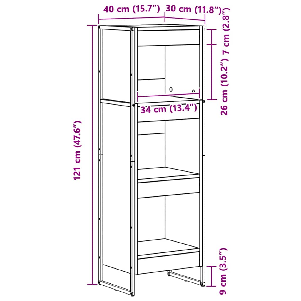 vidaXL Βιβλιοθήκη Μαύρη Οξυά 80 x 30 x 155 εκ Επεξεργασμένο ξύλο