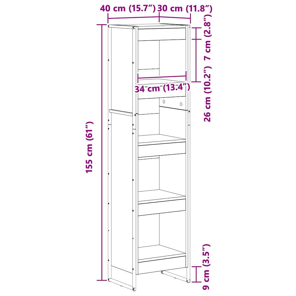 vidaXL Βιβλιοθήκη Καπνιστό Δρύς 80 x 30 x 155 εκ Επεξεργασμένο ξύλο