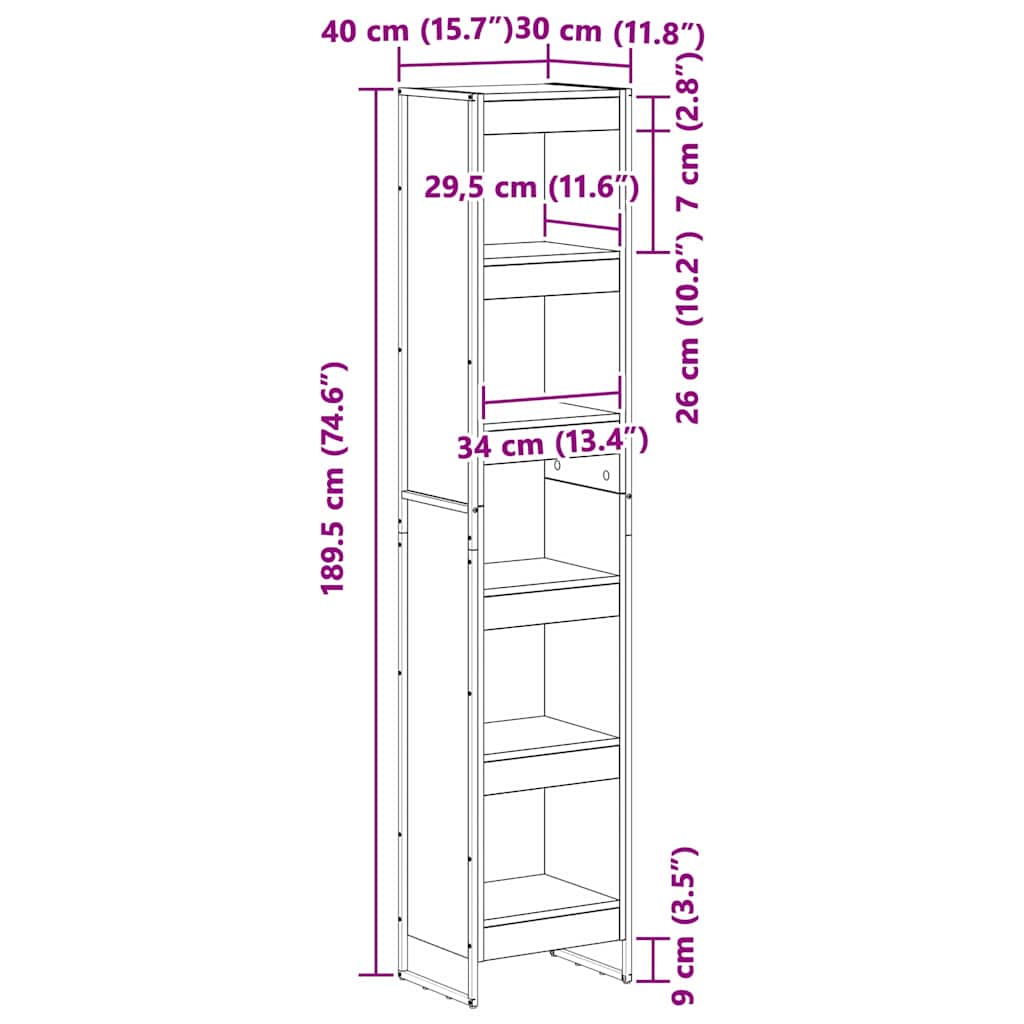 vidaXL Βιβλιοθήκη Καπνιστό Δρύς 80 x 30 x 155 εκ Επεξεργασμένο ξύλο