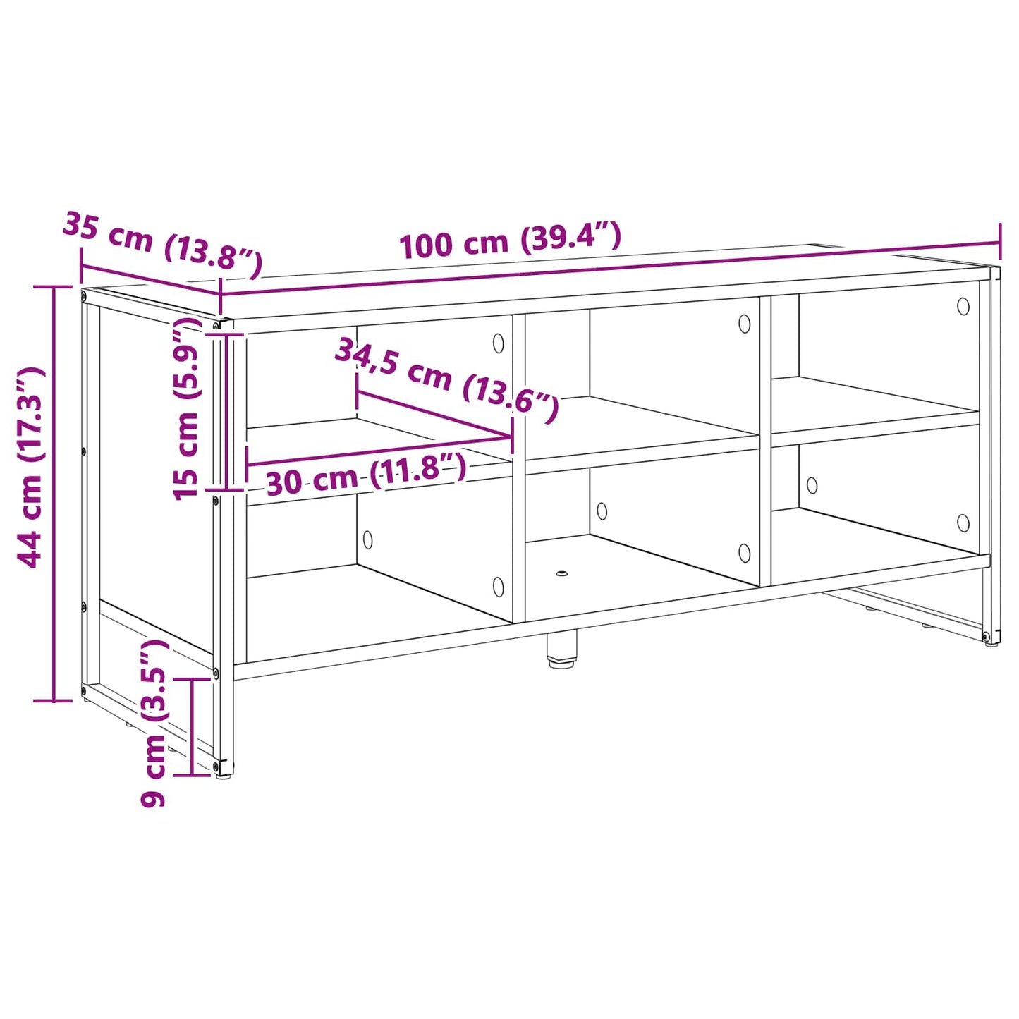 vidaXL Ντουλάπα Παπουτσιών Σονόμα 60 x 35 x 44 εκ. Επεξεργασμένο ξύλο