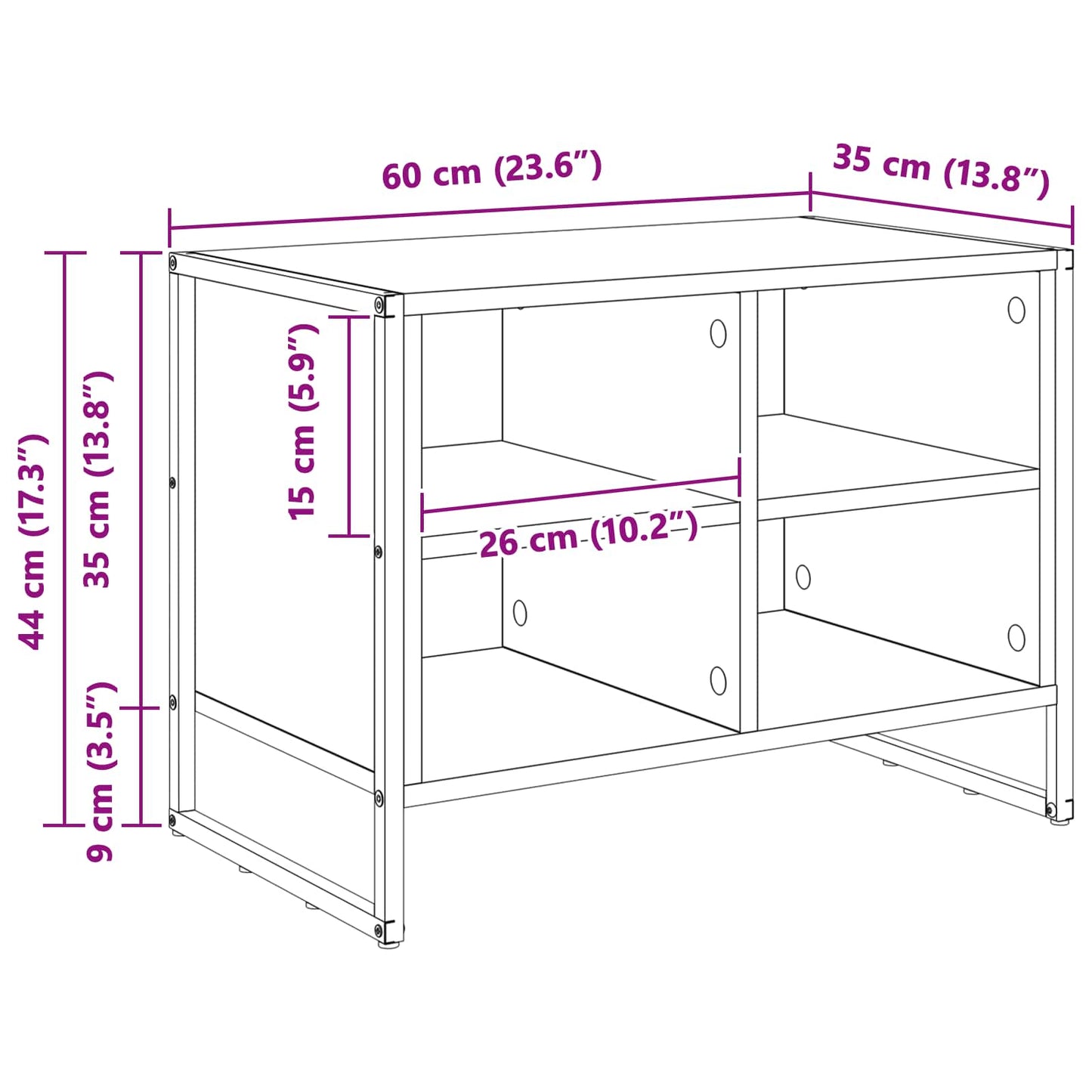 vidaXL Ντουλάπα Παπουτσιών Γκρίζο Σονομα 60 x 35 x 44 εκ.