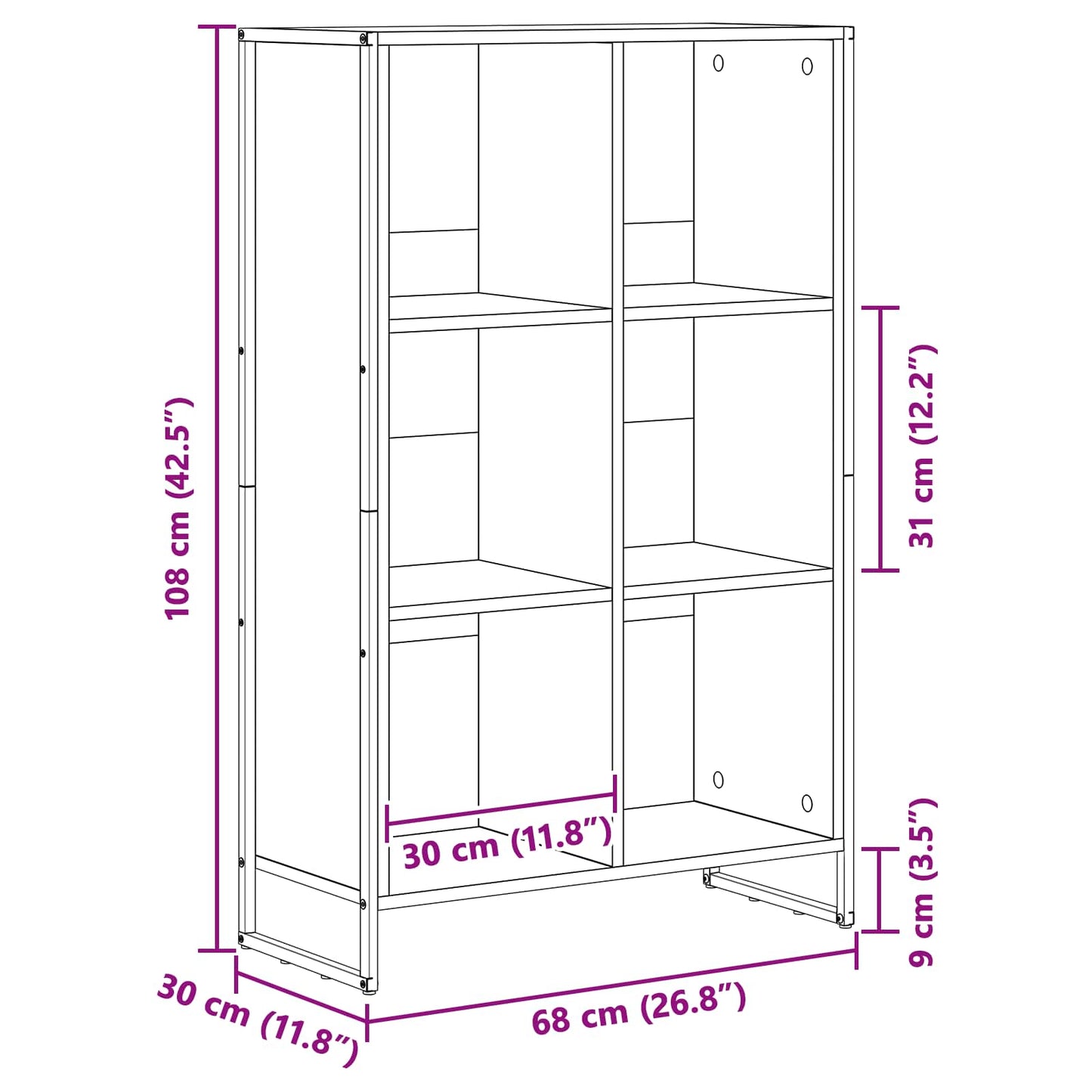 vidaXL Βιβλιοθήκη Μαύρη Οξυά 99.5 x 30 x 108.5 εκ Επεξεργασμένο ξύλο
