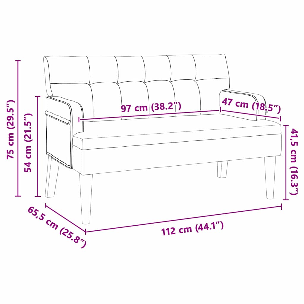 vidaXL Καναπές Chesterfield Μπλε 112 x 65,5 x 75 εκ. Βελούδο
