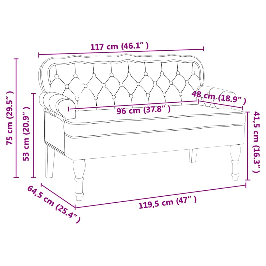 vidaXL Καναπές Chesterfield Κρεμ 119,5 x 64,5 x 75 εκ. Τεχνητό Δέρμα