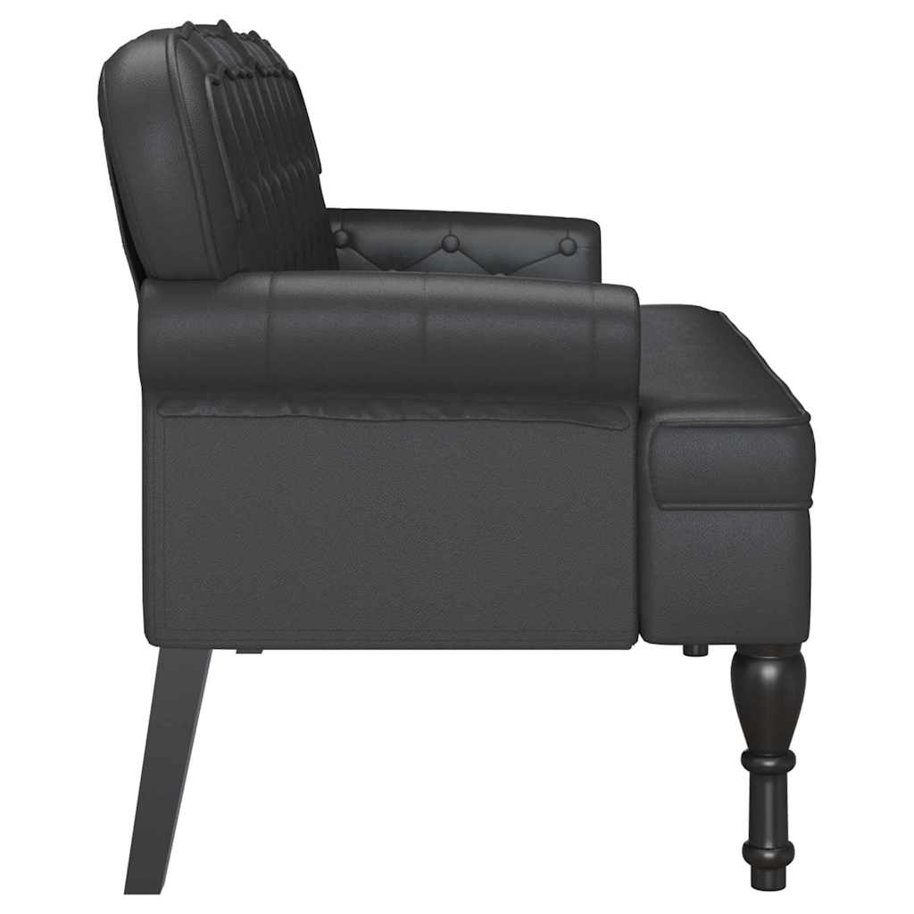 vidaXL Καναπές Chesterfield Μαύρο 119,5 x 64,5 x 75 εκ. Τεχνητό Δέρμα