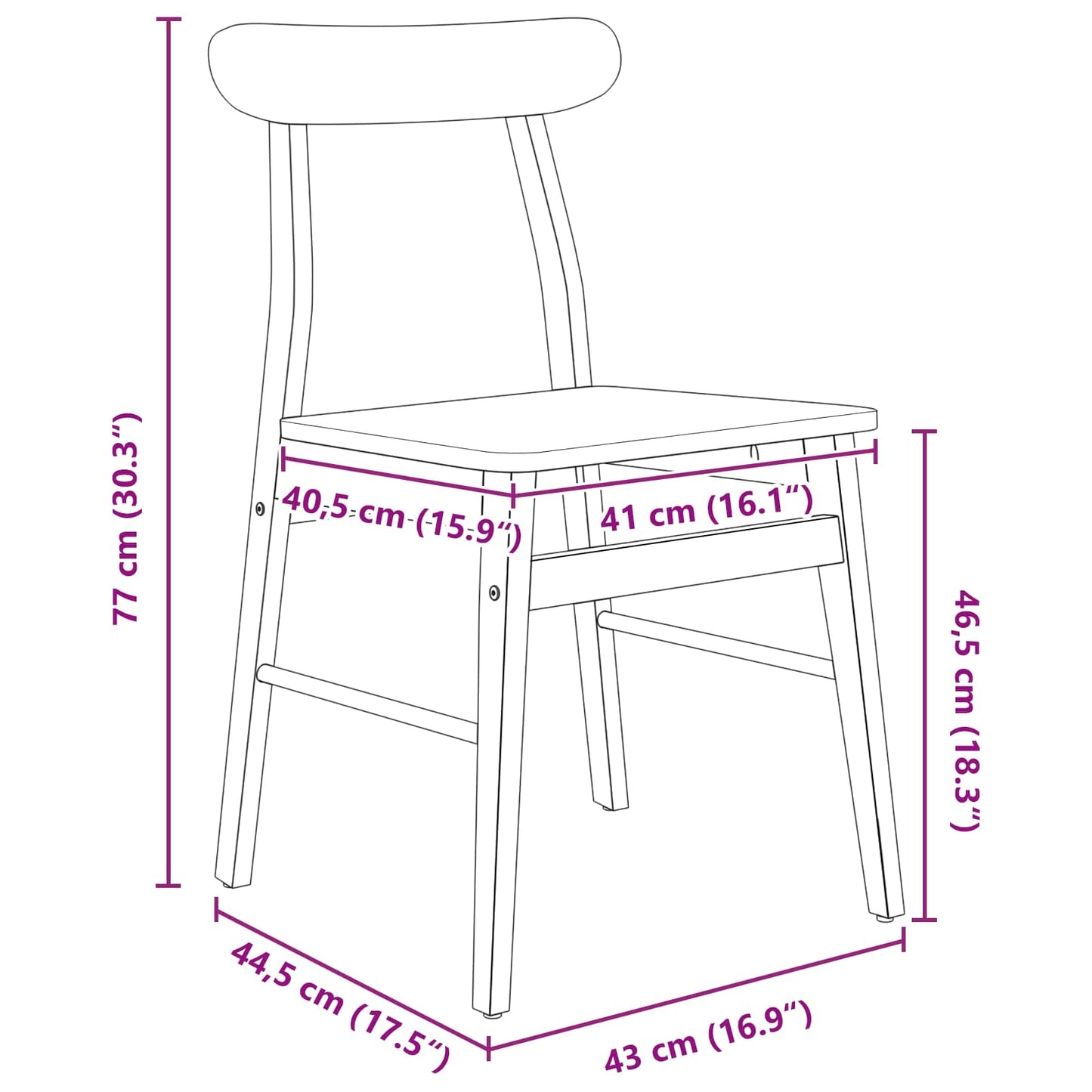 vidaXL Καρέκλα τραπεζαρίας 2 pcs Φυσικό Στερεό ξύλο