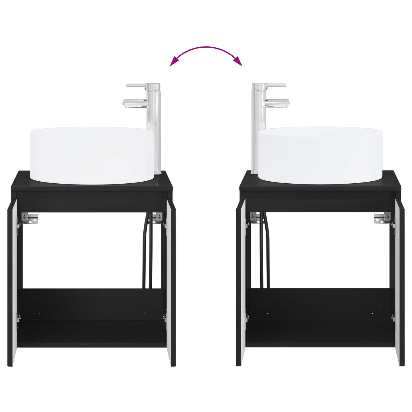 vidaXL Σετ Ντουλαπιών Μπάνιου 3 τμχ. Μαύρο 49,5 x 44,5 x 65,5 εκ