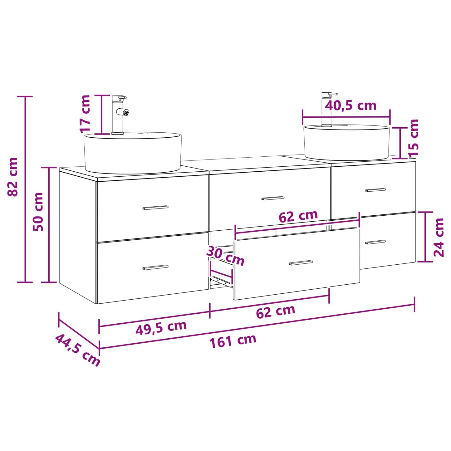 vidaXL Σετ Ντουλαπιών Μπάνιου 3 τμχ. Γκρι Sonoma 161,5 x 44,5 x 82 εκ.
