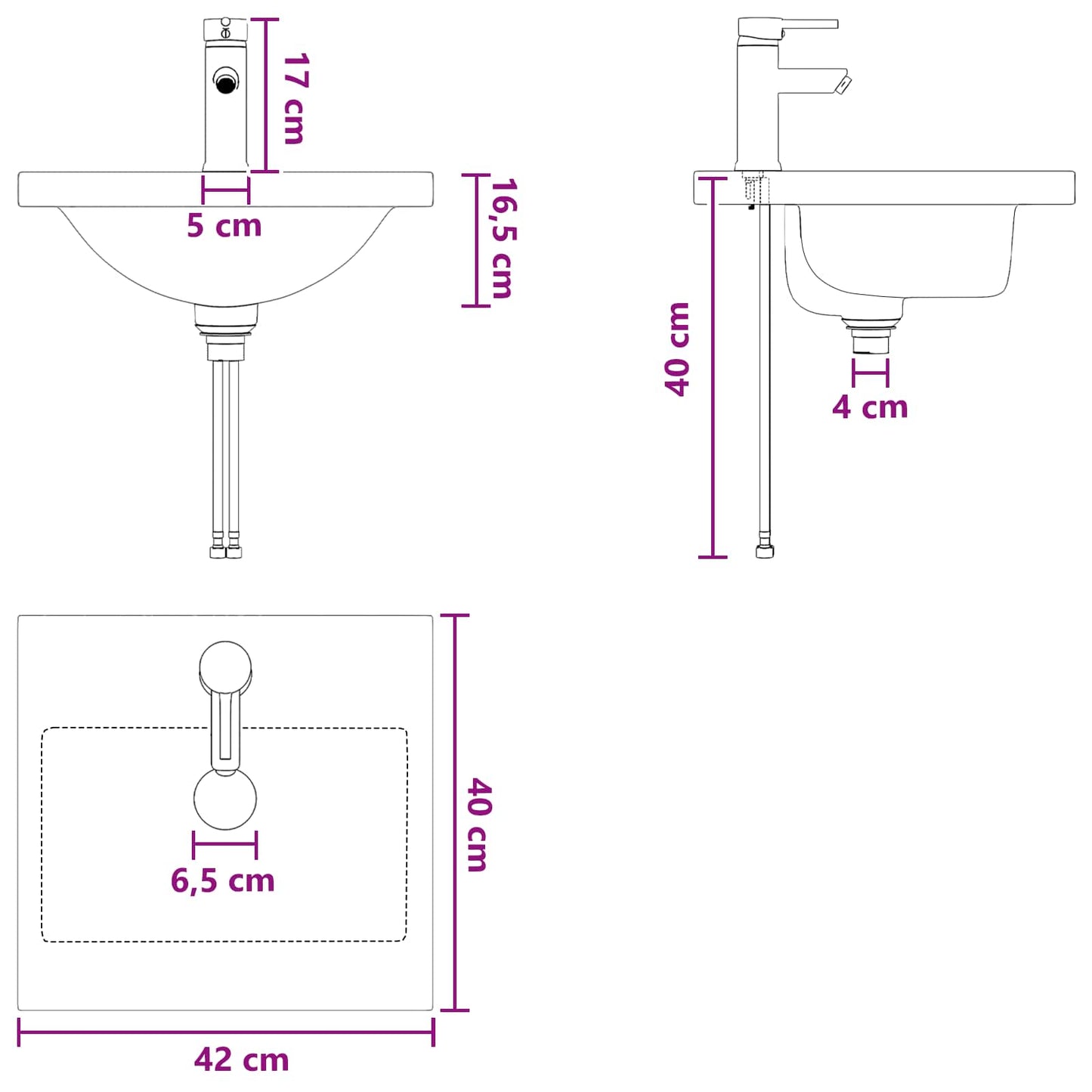 vidaXL Καθρέφτης μπάνιου με νιπτήρα Παλαιωμένο ξύλο 42 x 40 x 84,5 εκ