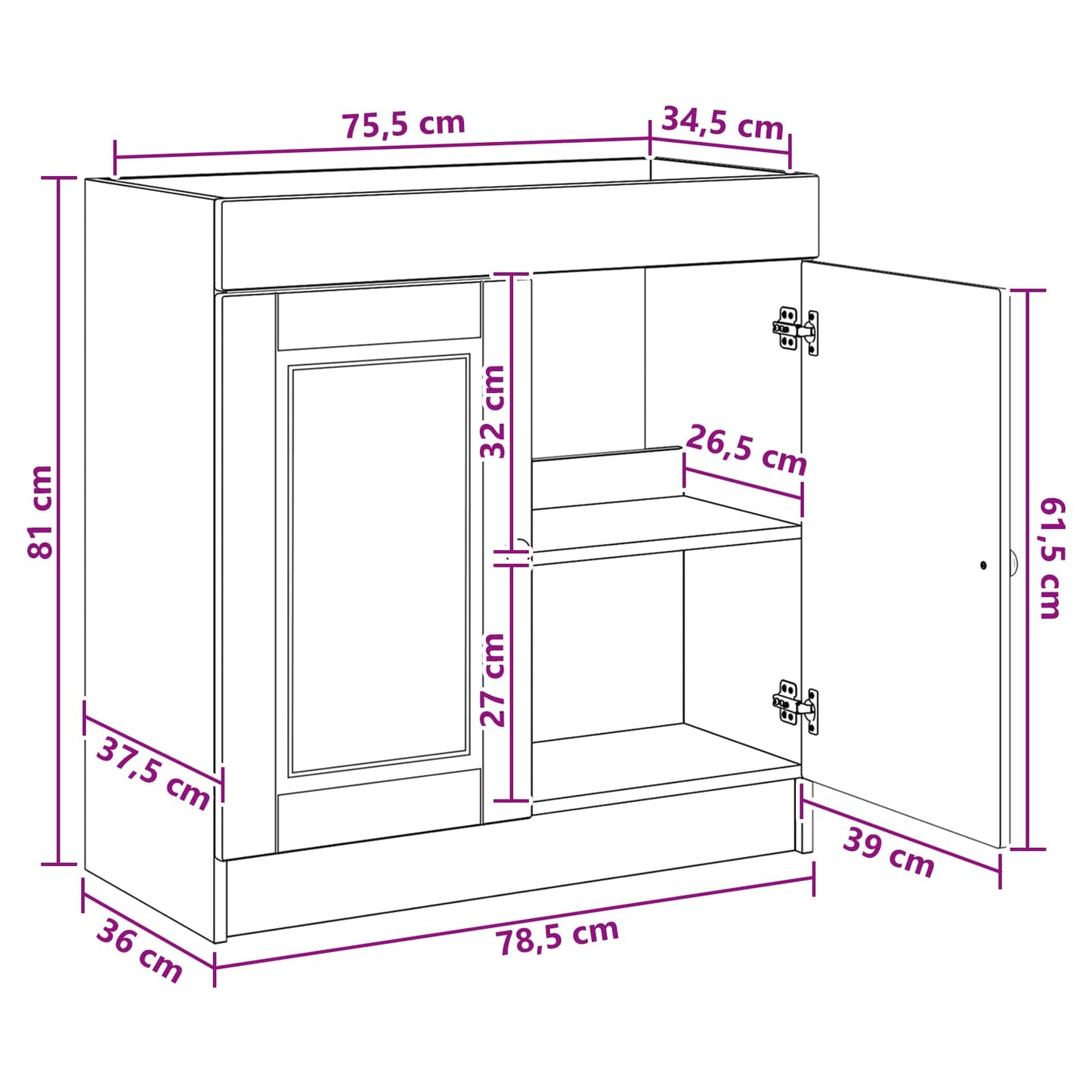 vidaXL Ντουλάπι κάτω από τον νιπτήρα Artisan Δρυς 78,5 x 37,5 x 81 εκ