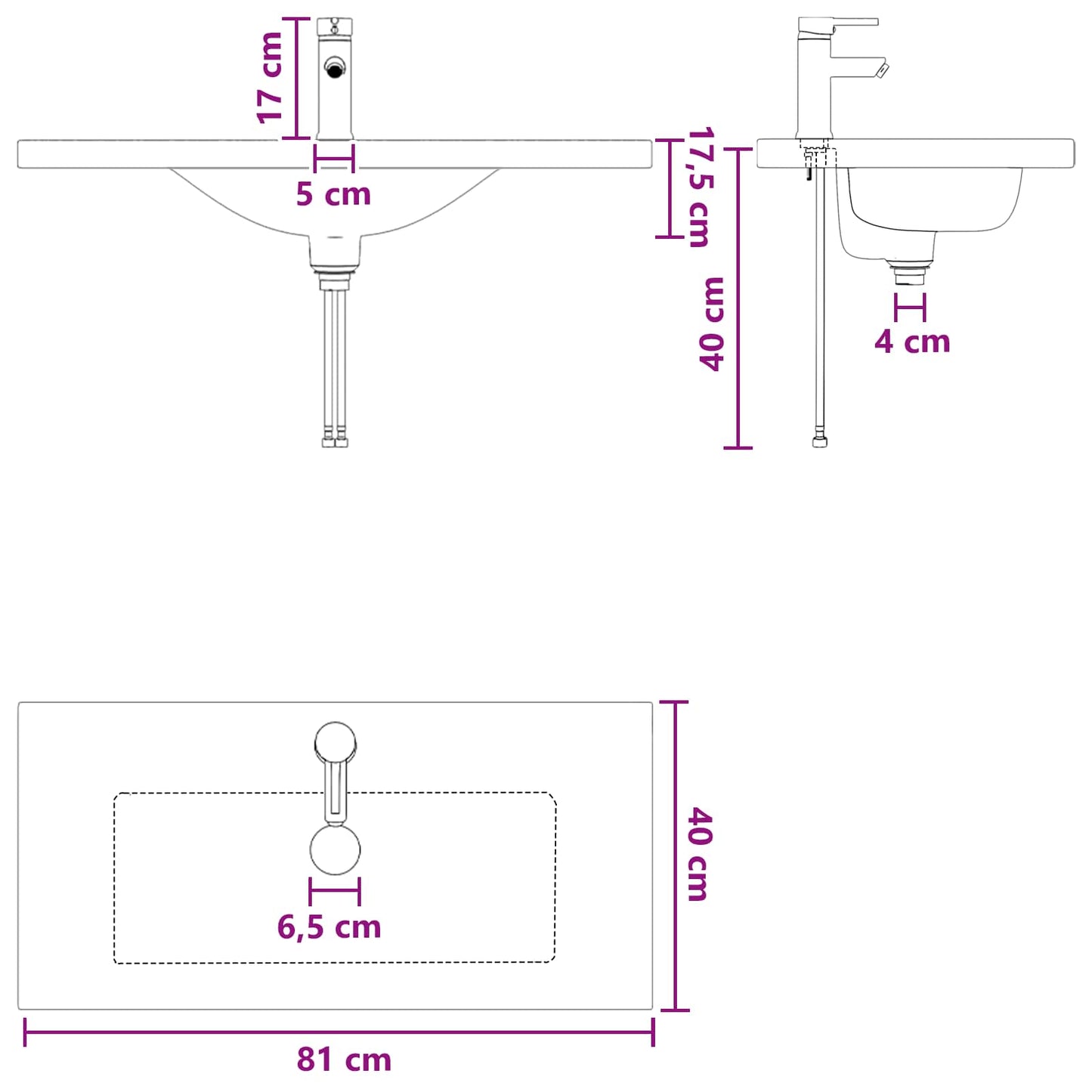 vidaXL Λεκάνη μπάνιου Χρωμέ 81 x 40 x 17,5 εκ. Μέταλλο
