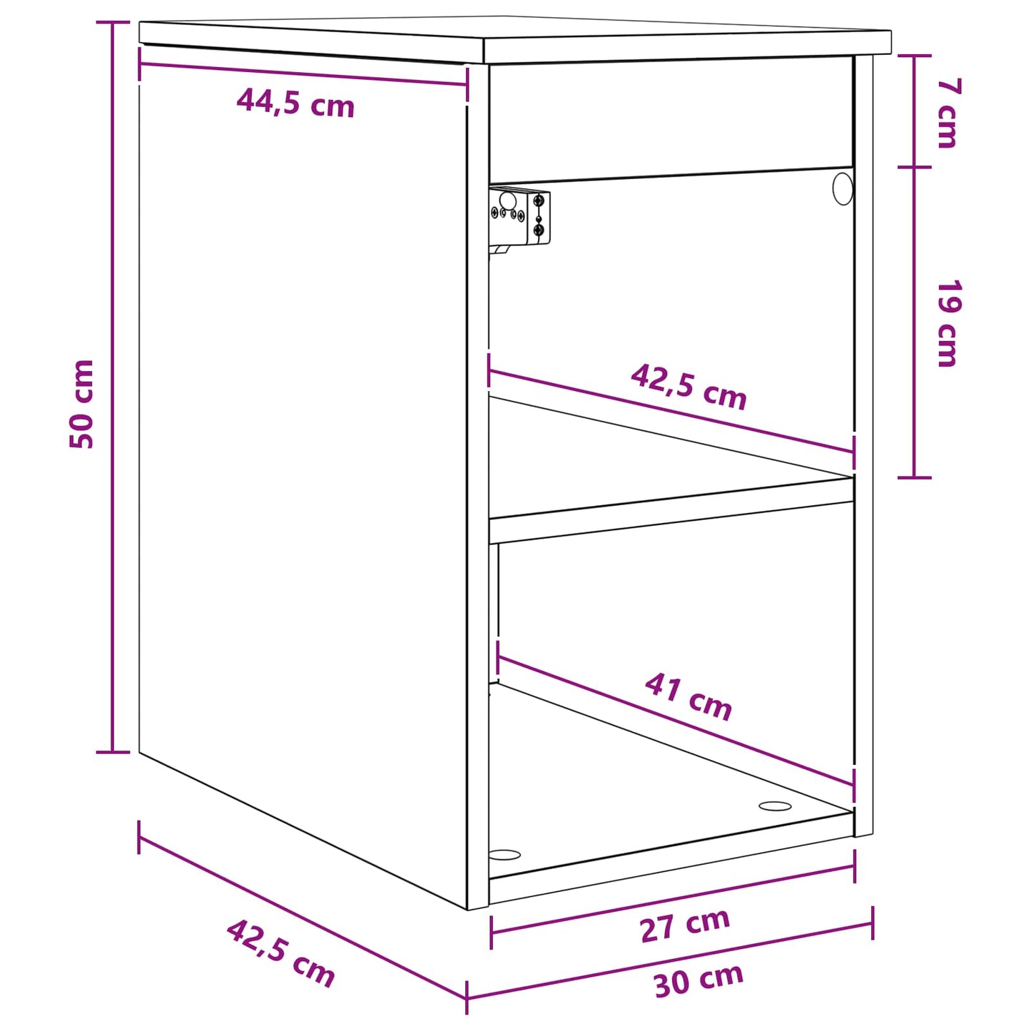 vidaXL Ντουλάπι Μπάνιου Ενδιάμεσο Γκρι Sonoma 30 x 44,5 x 50 εκ.