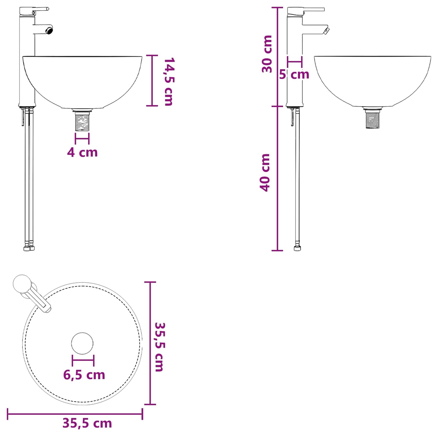 vidaXL Επιτοίχια Λεκάνη Έπιπλο Μαύρο 49,5 x 41 x 64,5 εκ