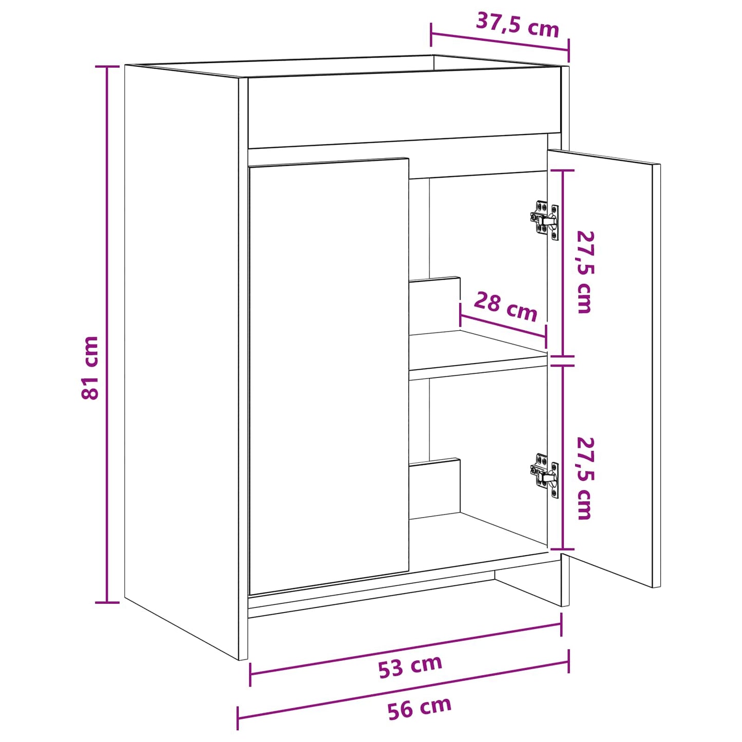 vidaXL Ντουλάπι Κάτω από τον Νιπτήρα Λευκό 56 x 37,5 x 81 εκ