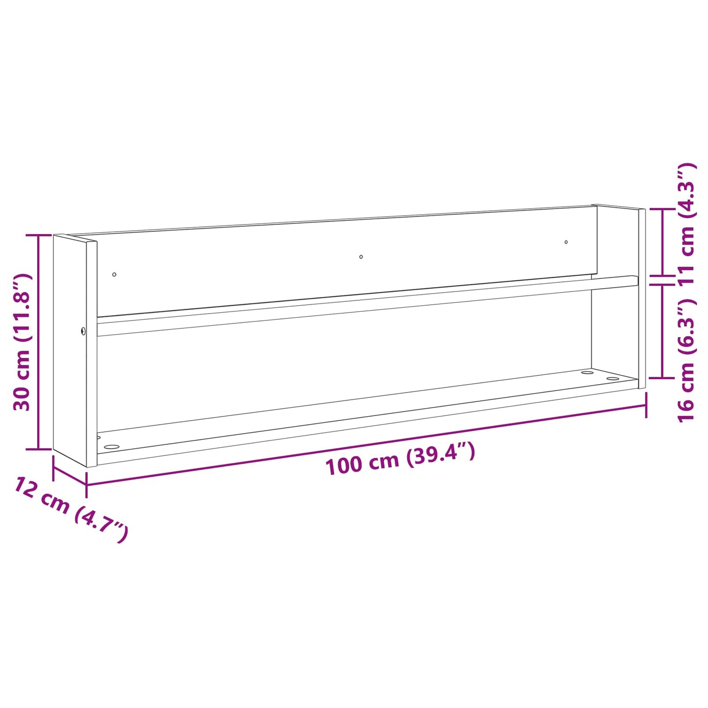 vidaXL Ράφι Περιοδικών Artisan Oak 100 x 12 x 30 εκ Επεξεργασμένο Ξύλο
