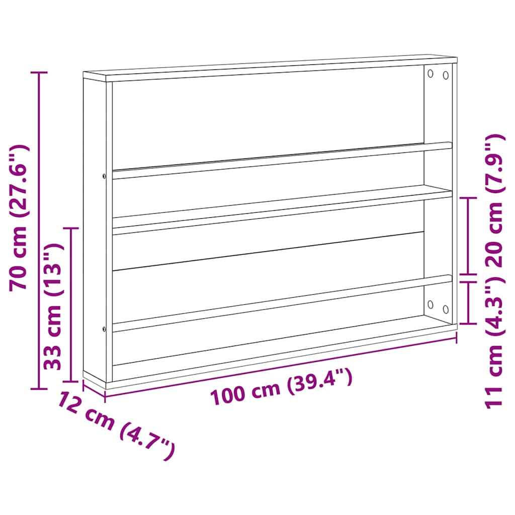 vidaXL Ράφι Περιοδικών με ράφι Γκρι Sonoma 100 x 12 x 70 εκ