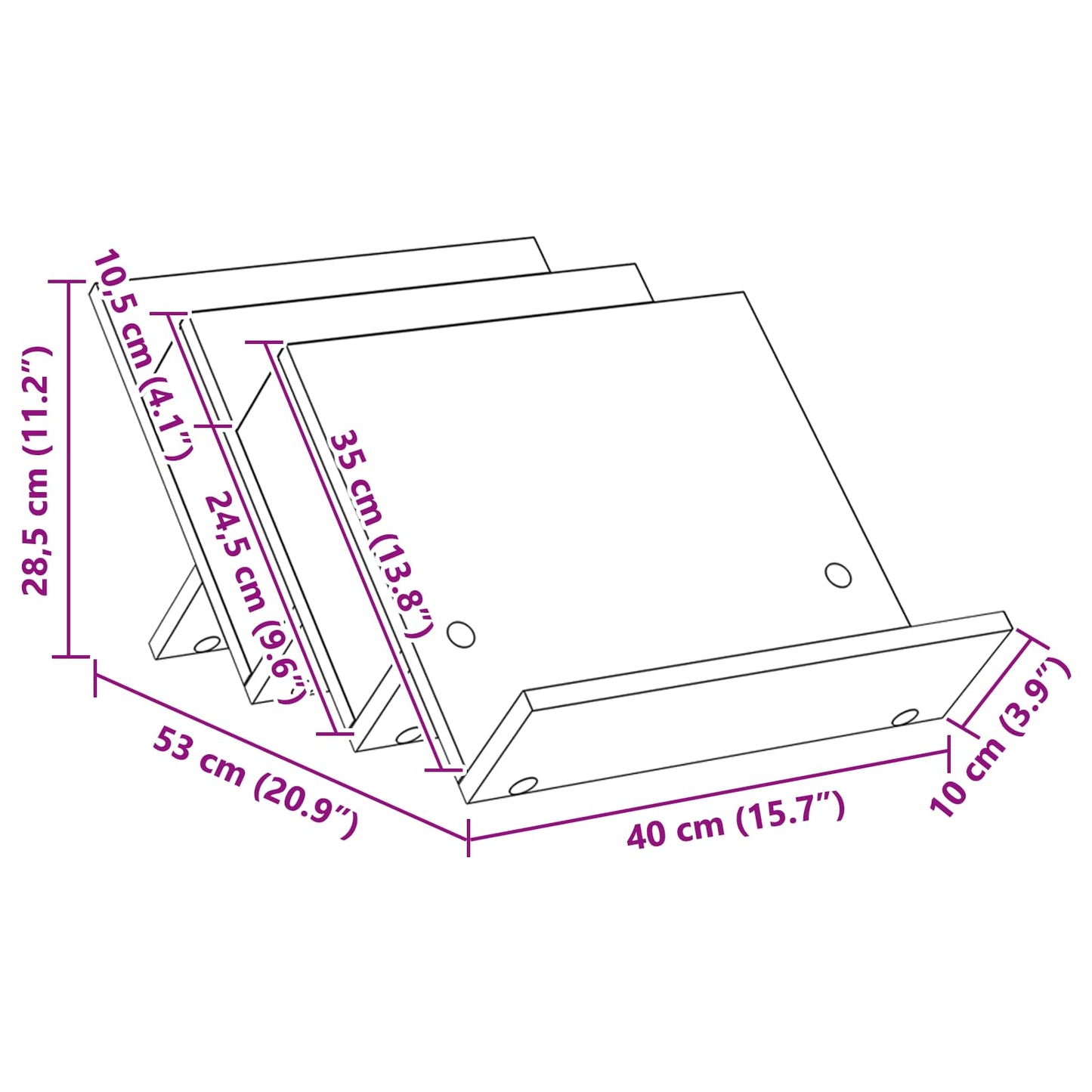 vidaXL Ράφι Περιοδικών με ράφι Καπνιστό Δρύς 53 x 40 x 28,5 εκ