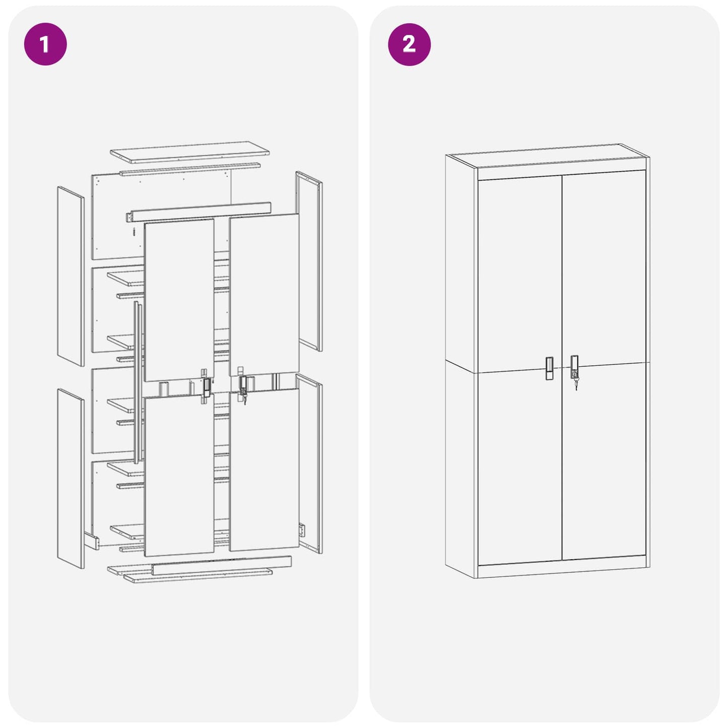 vidaXL Ντουλάπι αποθήκευσης 2 pcs Χαμομηλί κίτρινο 90 x 40 x 200 εκ