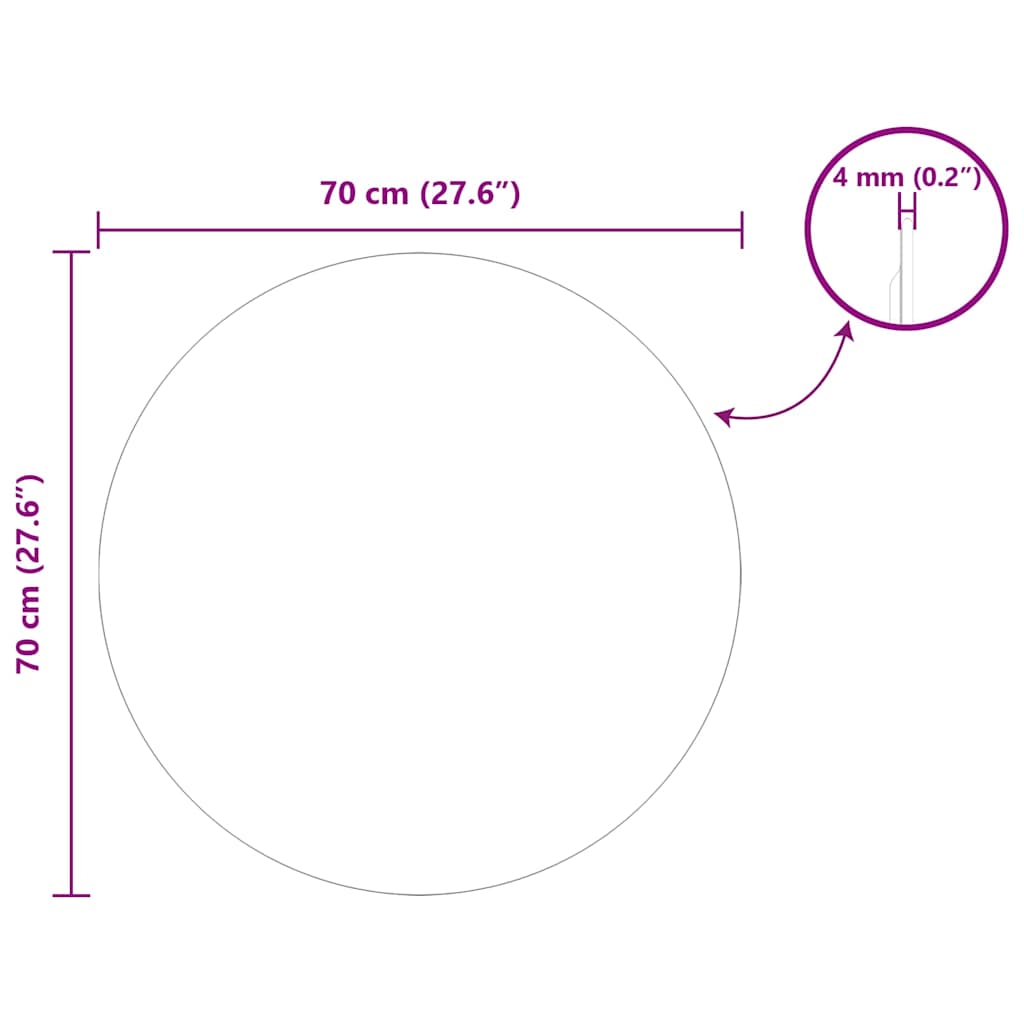 vidaXL Καθρέφτης τοίχου Ø 70 cm σκληρυμένο γυαλί