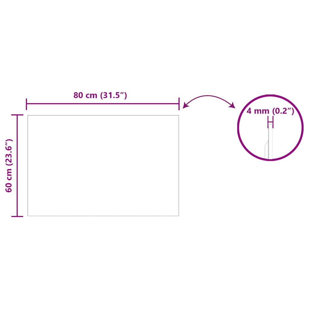 vidaXL Καθρέφτης τοίχου Ορθογώνιος 80 x 60 cm σκληρυμένο γυαλί