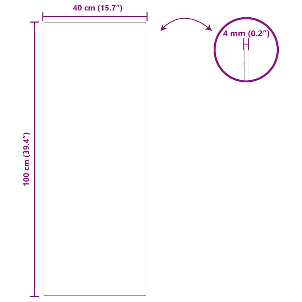 vidaXL Καθρέφτης τοίχου Ορθογώνιος 40 x 100 cm σκληρυμένο γυαλί
