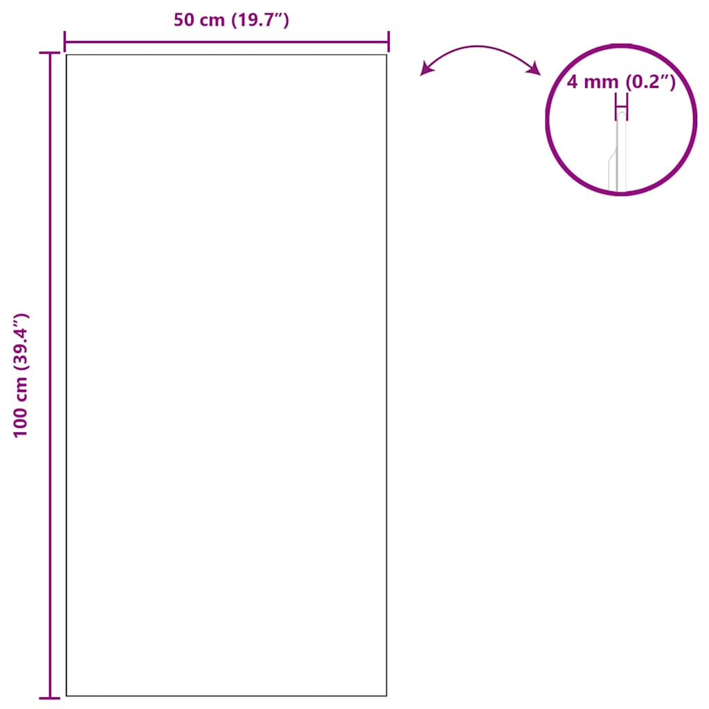 vidaXL Καθρέφτης τοίχου Ορθογώνιος 50 x 100 cm σκληρυμένο γυαλί