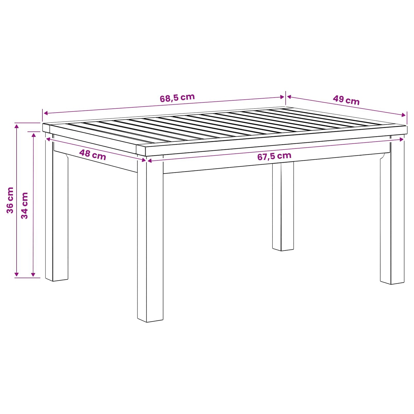 vidaXL Τραπεζάκι σαλονιού Φυσικό 50 x 68,5 x 36 εκ.