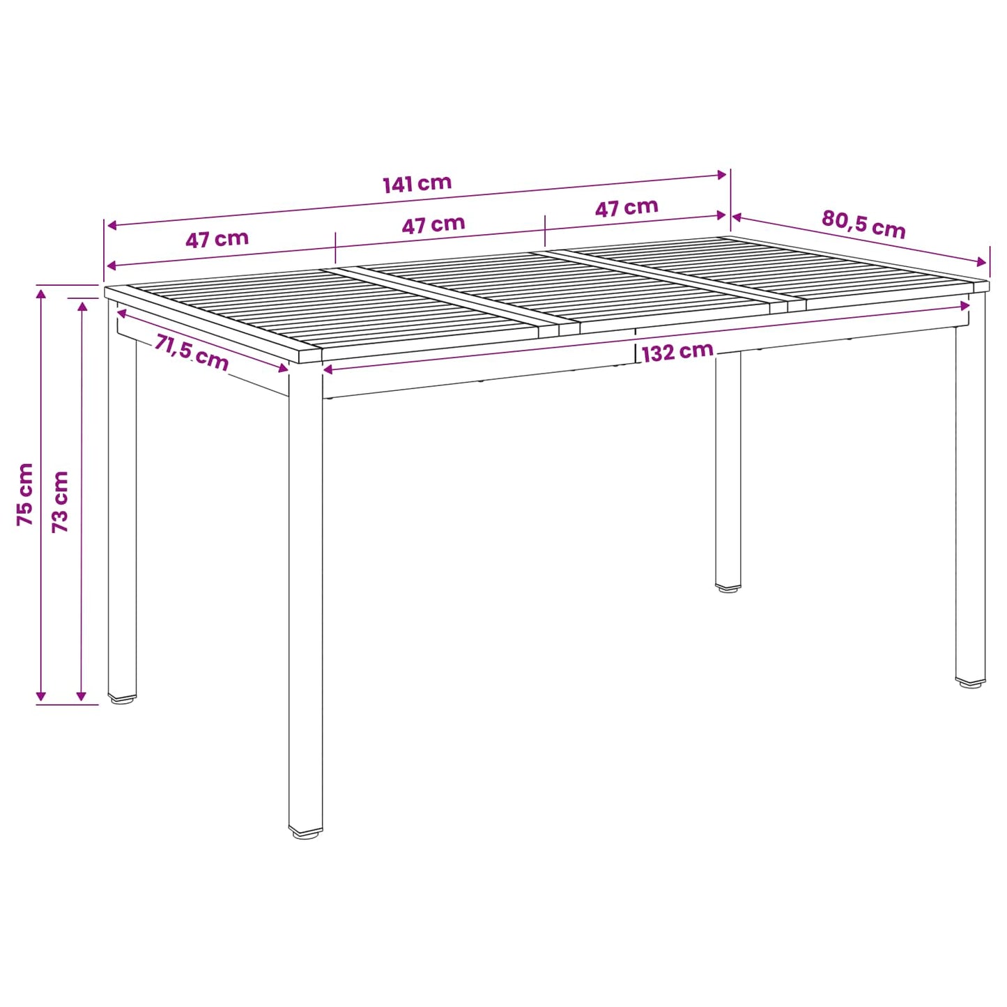 vidaXL Τραπέζι δείπνου κήπου Λευκό 141 x 80,5 x 75 εκ