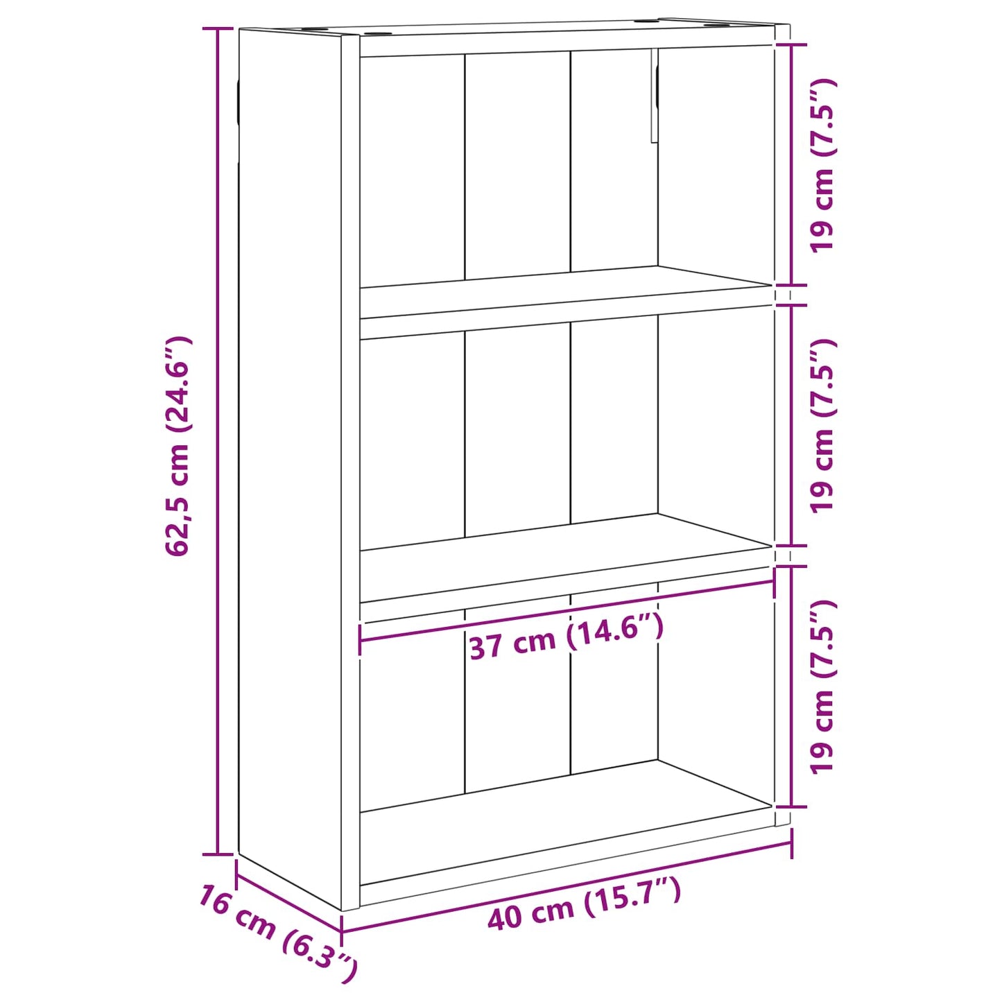 vidaXL Ντουλάπα τοίχου μπάνιου Λευκός 40 x 16 x 62,5 εκ.