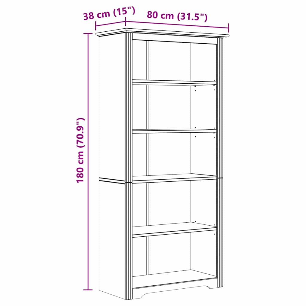 vidaXL Βιβλιοθήκη BODO Μέλι Καφέ 82 x 40 x 173 εκ. Επεξεργασμένο ξύλο