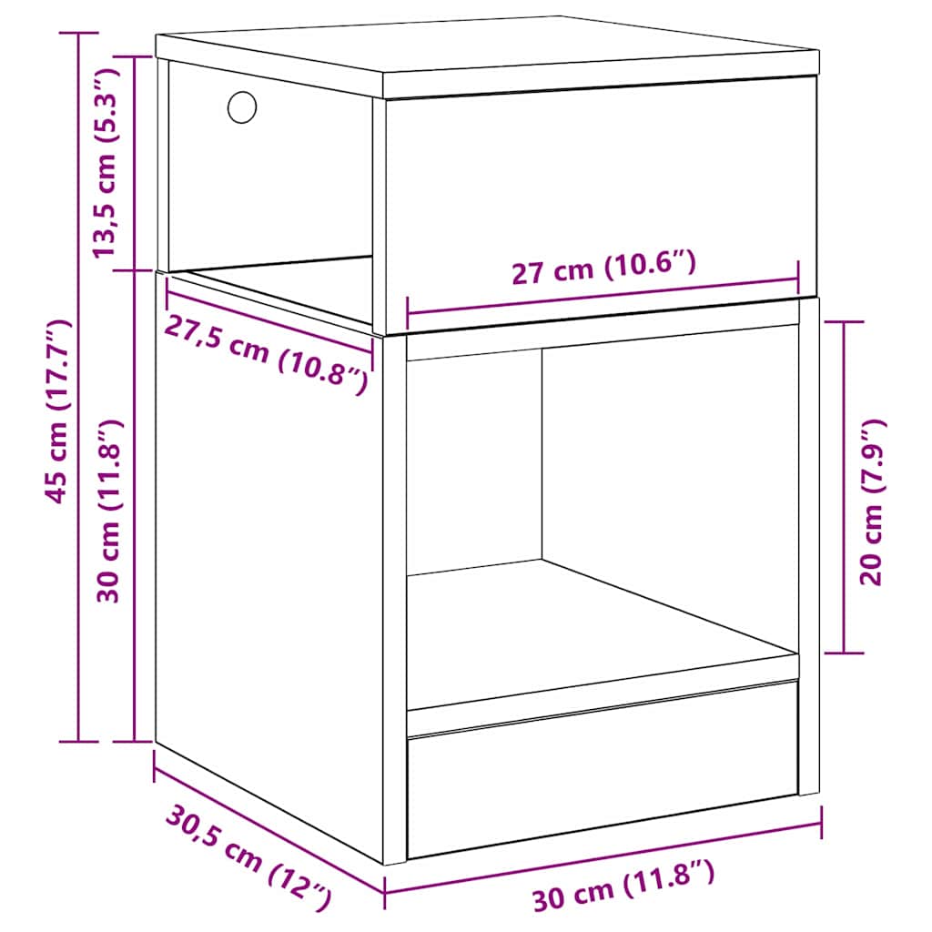 vidaXL End Table Καπνιστό Δρύς 30,5 x 30 x 45 εκ Επεξεργασμένο Ξύλο