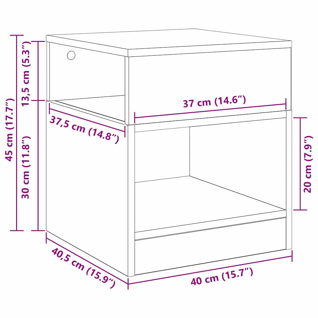 vidaXL End Table 2 τεμ. Καπνισμένο Ξύλο Δρυός 40,5 x 40 x 45 εκ