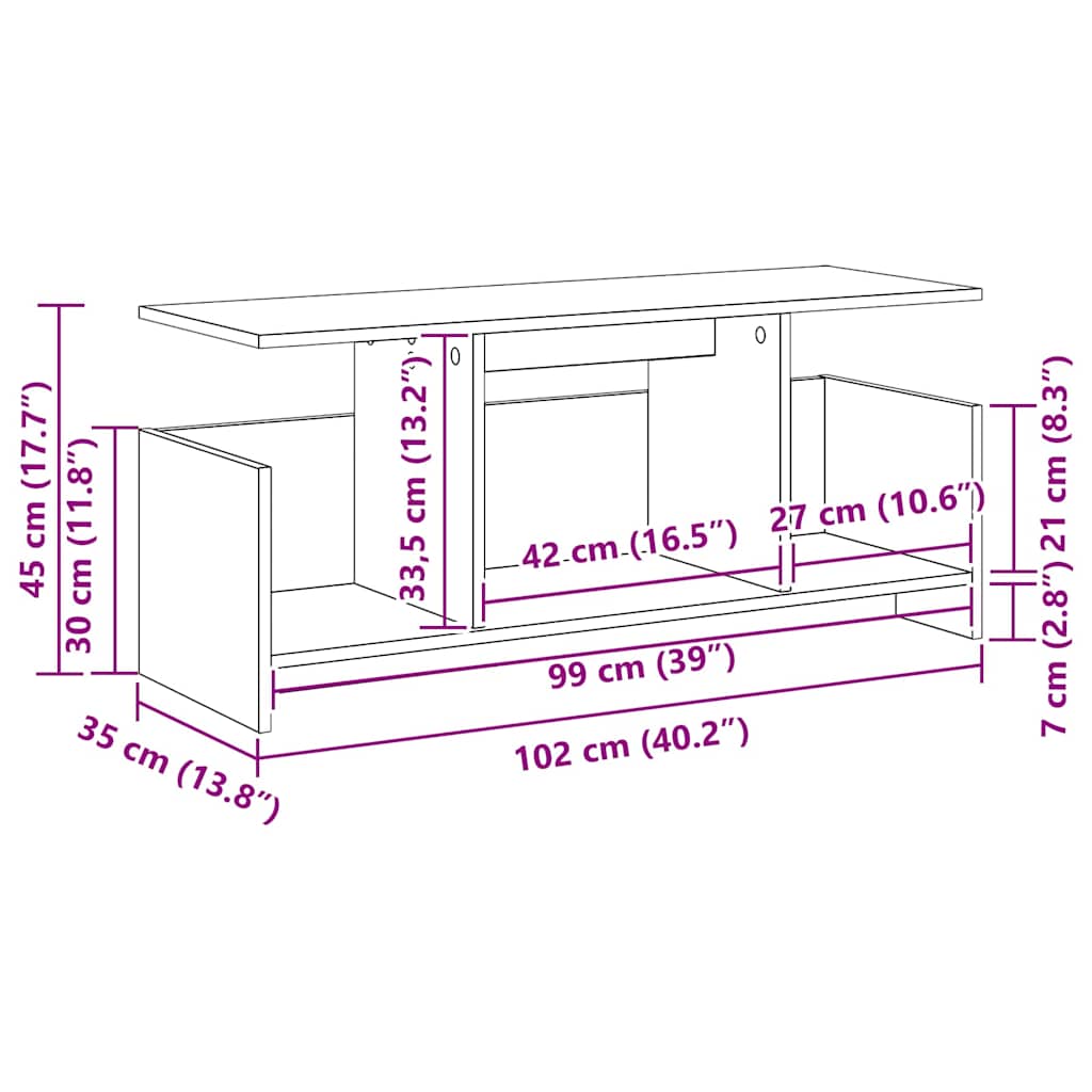 vidaXL Βάση TV Δρύς Sonoma 102 x 35 x 45 εκ. Επεξεργασμένο ξύλο