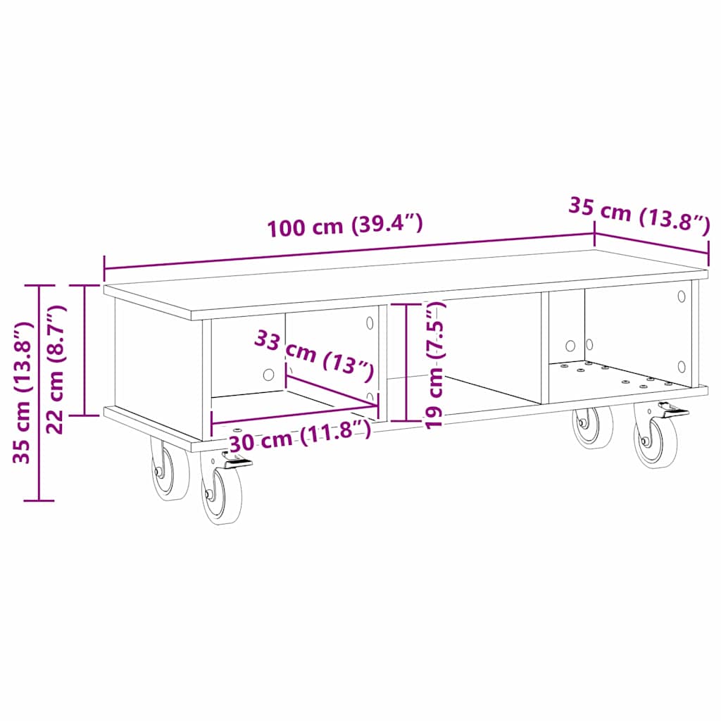 vidaXL Βάση TV 100 x 35 x 35 εκ Λευκό Επεξεργασμένο Ξύλο