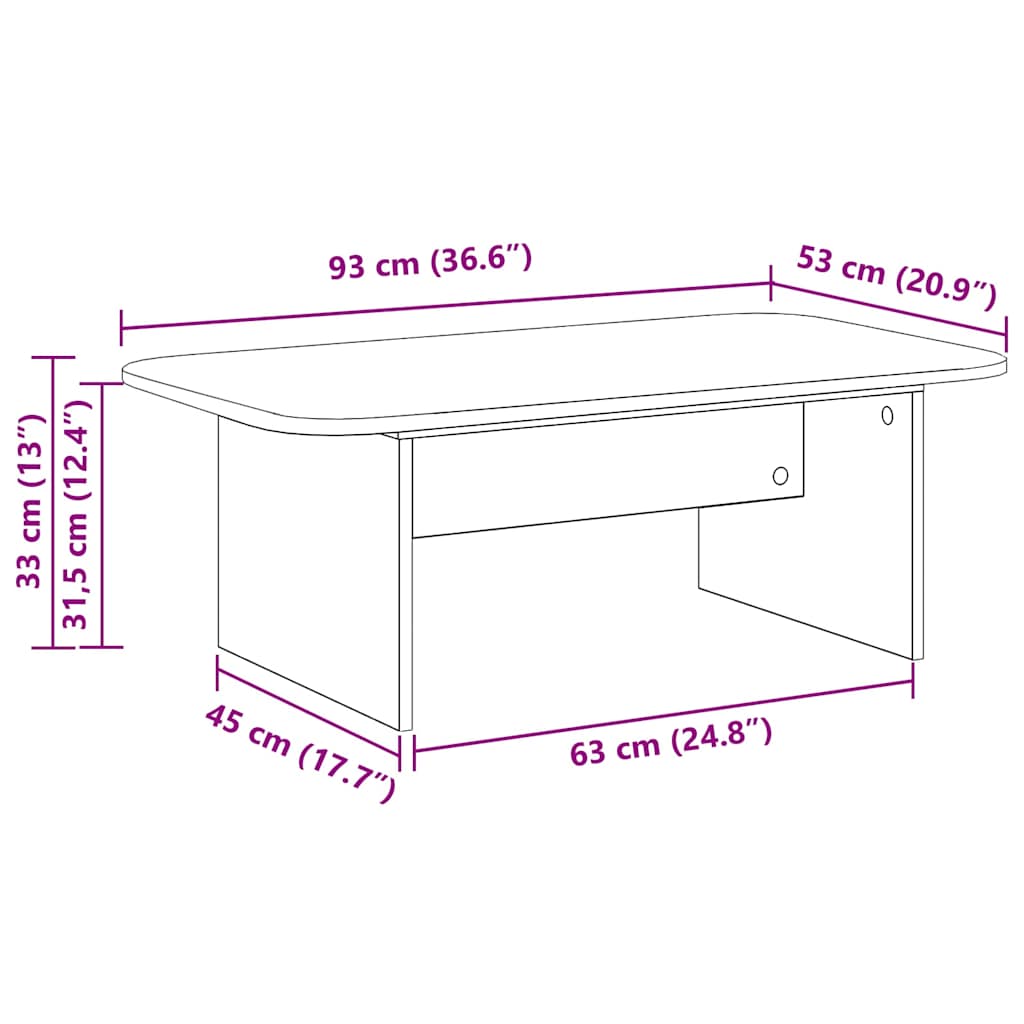 vidaXL Τραπεζάκι σαλονιού Δρύς Sonoma 93 x 53 x 33 εκ