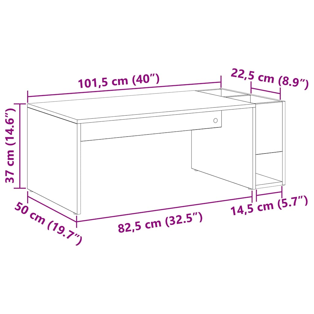 vidaXL Τραπεζάκι σαλονιού Καπνιστό Δρύς 101,5 x 50 x 37 εκ.