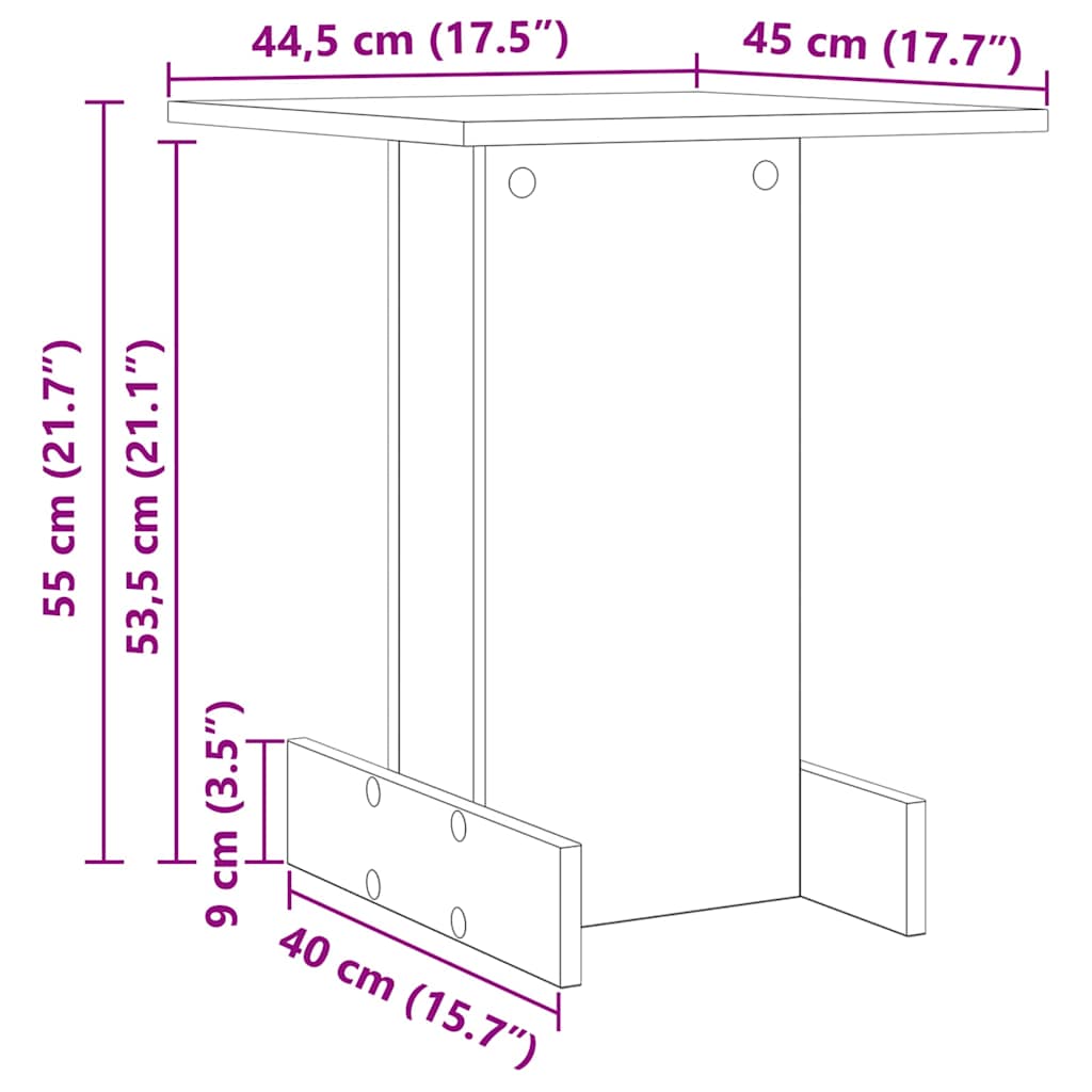 vidaXL End Table Μαύρη Οξυά 44,5 x 45 x 55 εκ Επεξεργασμένο ξύλο
