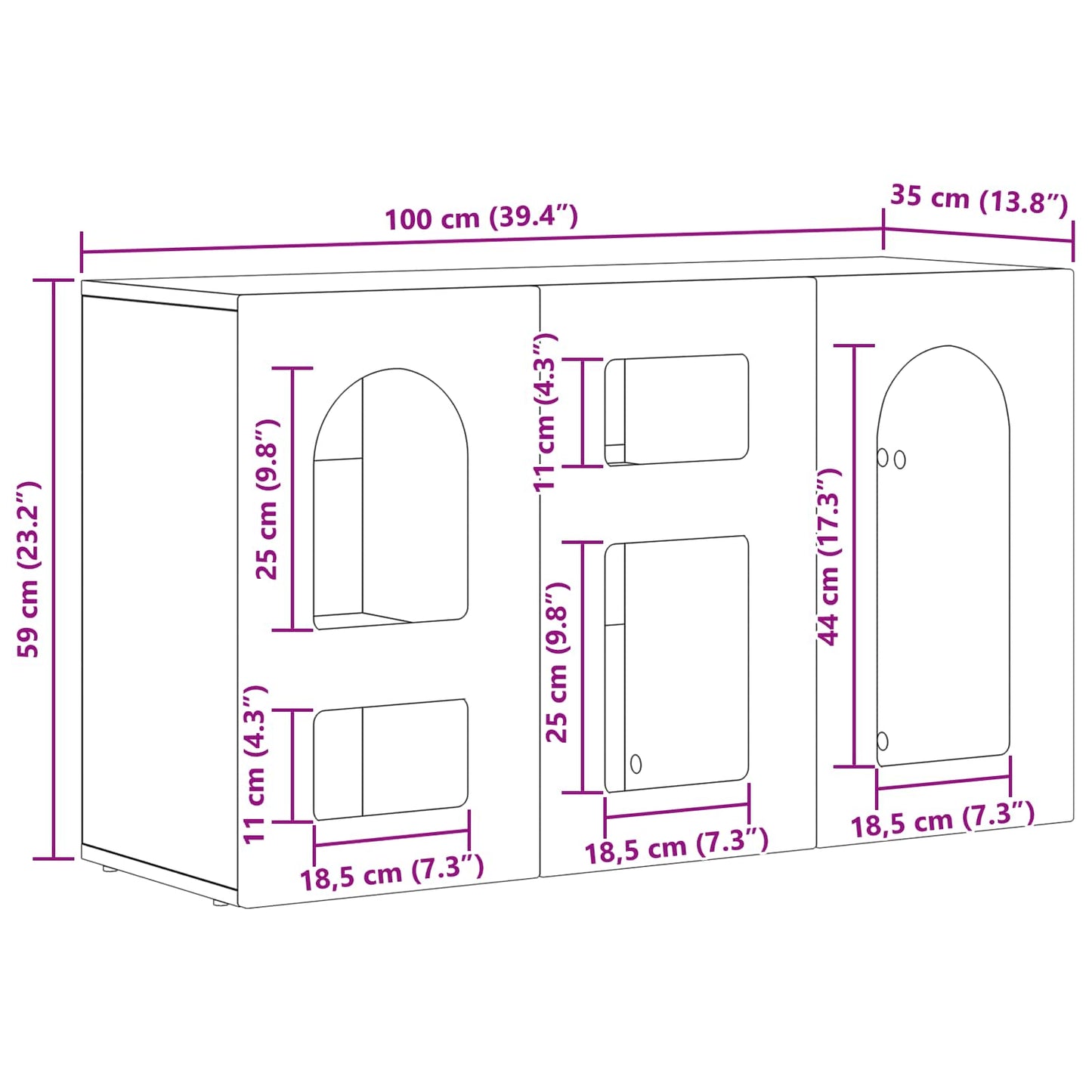 vidaXL Πλαϊνό γραφείο Καπνιστό Δρύς 100 x 35 x 59 εκ