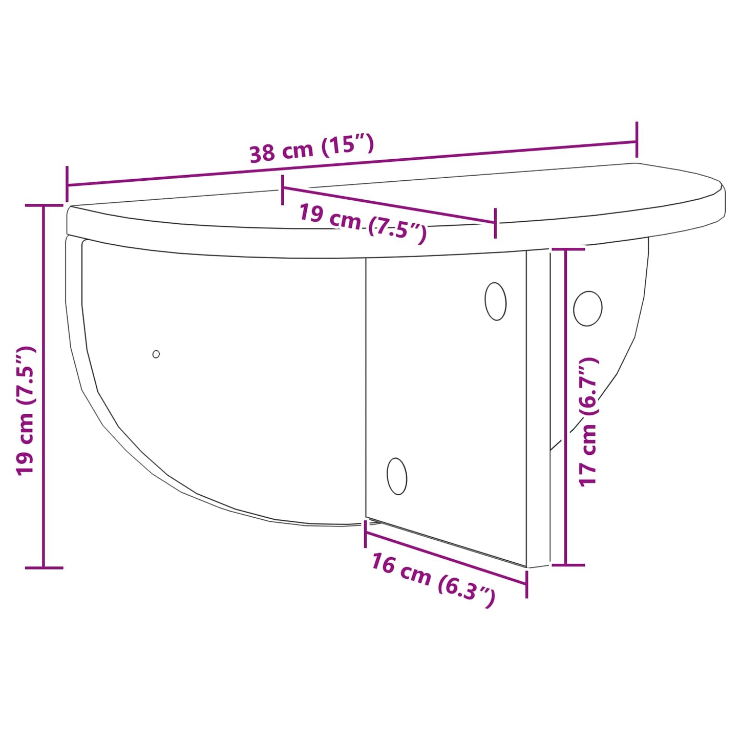 vidaXL Ράφι Τοίχου Επιτοίχιο Λευκό 38 x 19 x 19 εκ Επεξεργασμένο ξύλο