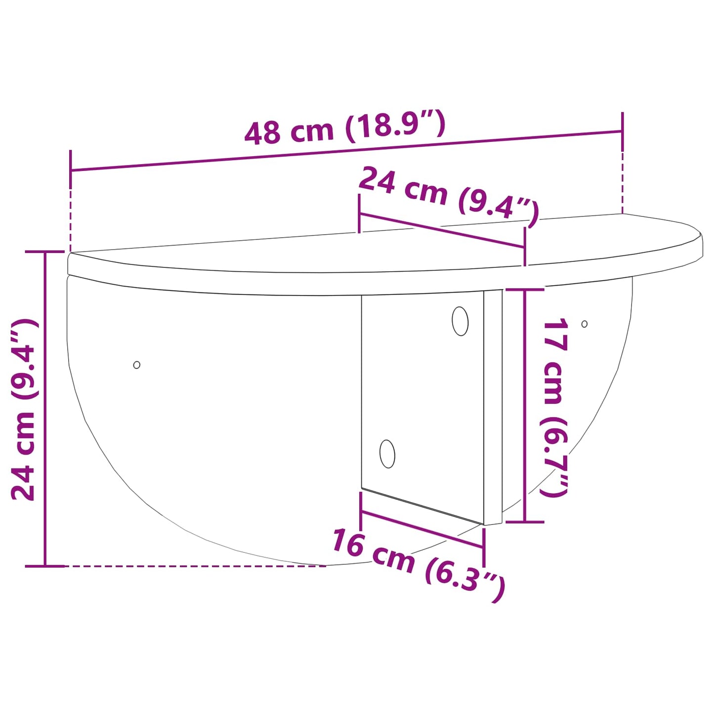 vidaXL Ράφι Τοίχου Επιτοίχιο Λευκό 48 x 24 x 24 εκ Επεξεργασμένο Ξύλο