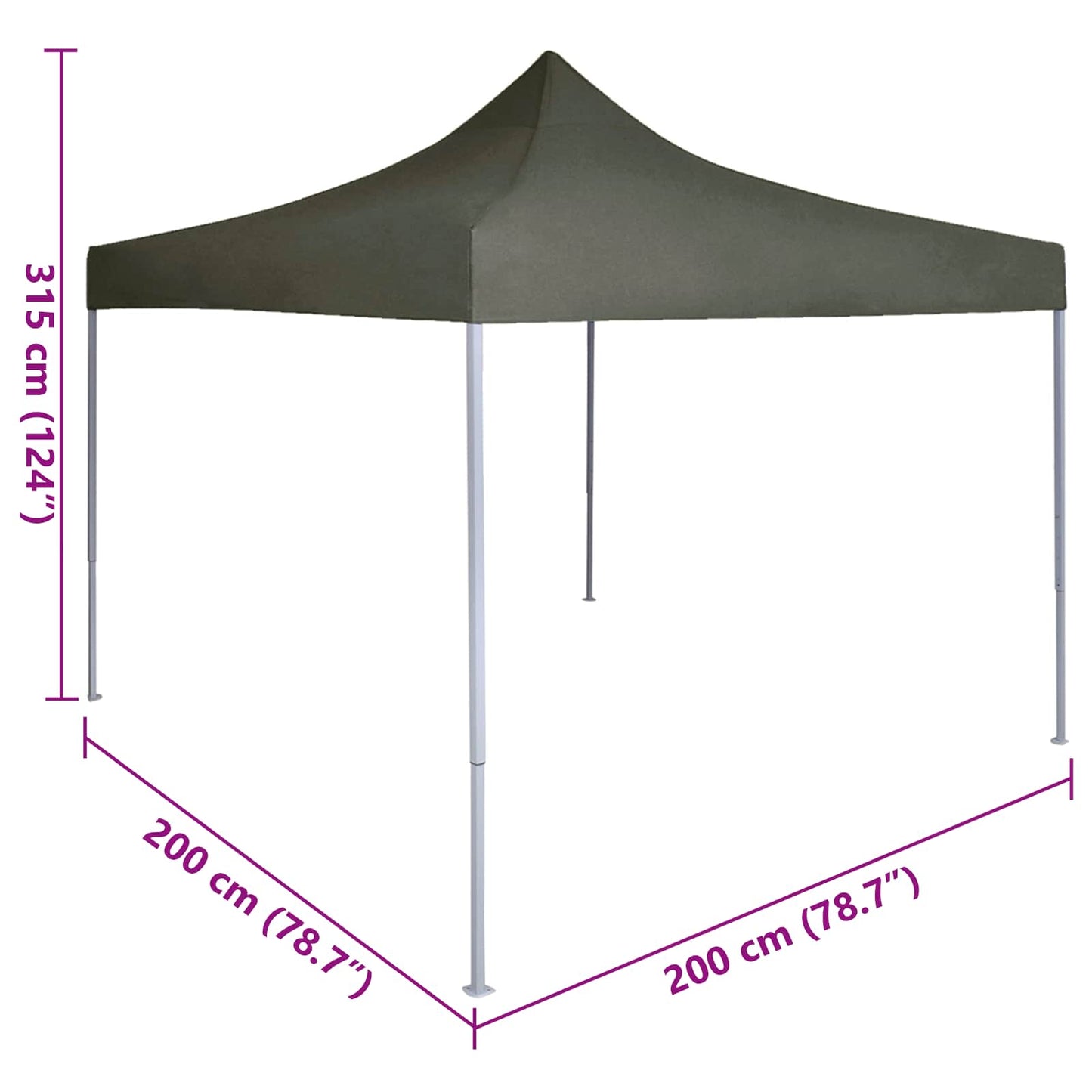 vidaXL Σκηνή Πάρτυ 200 x 200 x 315 εκ. Ανθρακί Ύφασμα Όξφορντ