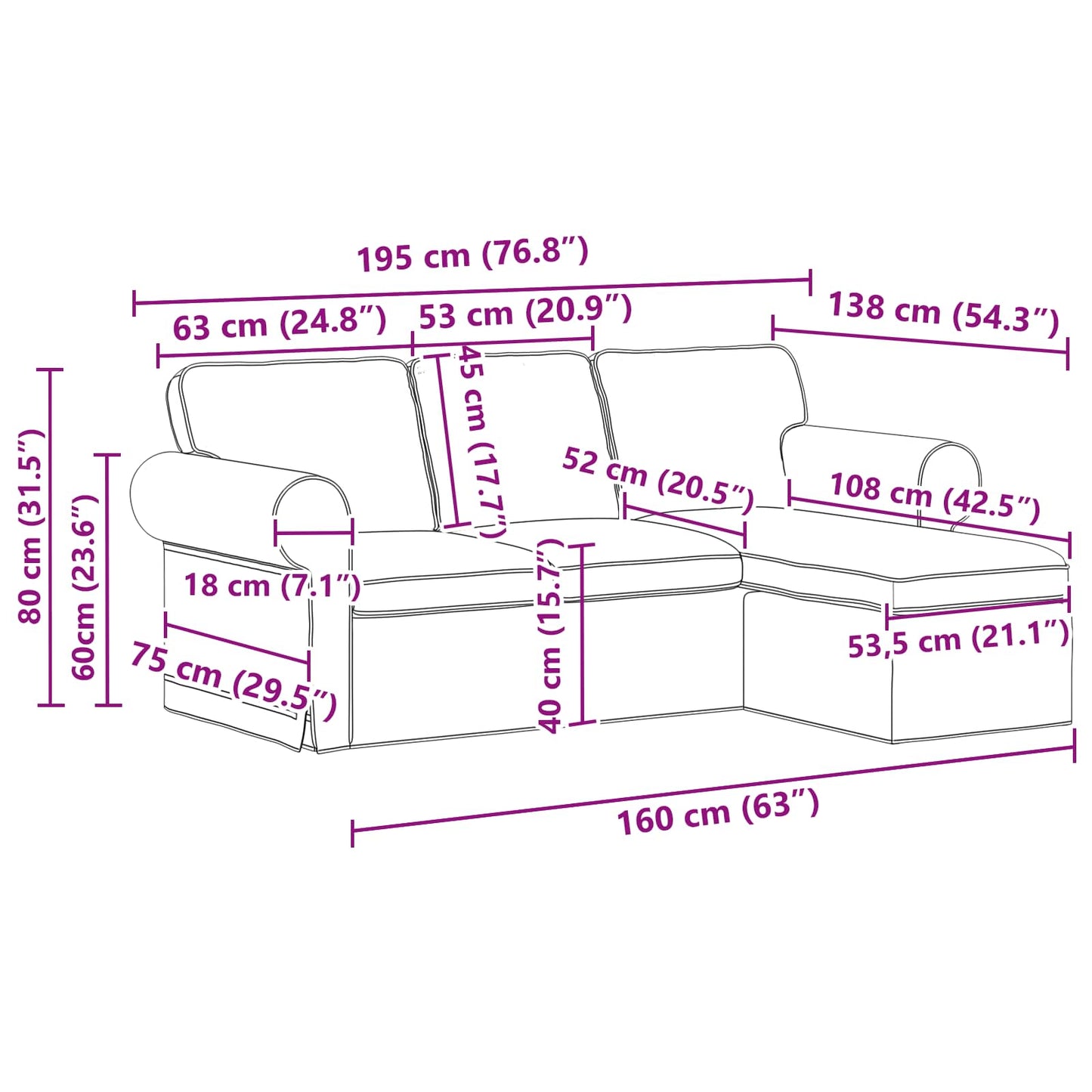 vidaXL Καναπές Μπλε 195 x 138 x 80 εκ ύφασμα