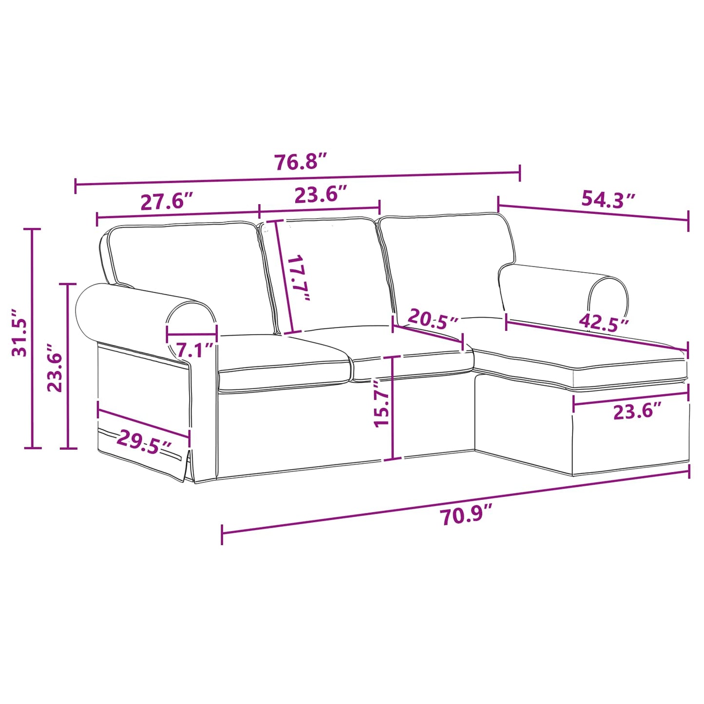 vidaXL Καναπές Σκούρο Γκρι 215 x 138 x 80 εκ ύφασμα