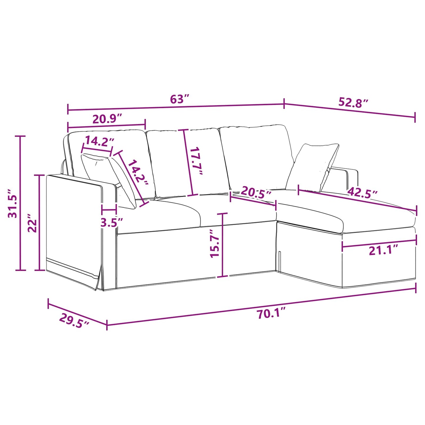 vidaXL Καναπές Σκούρο Γκρι 178 x 134 x 80 εκ Βελούδο
