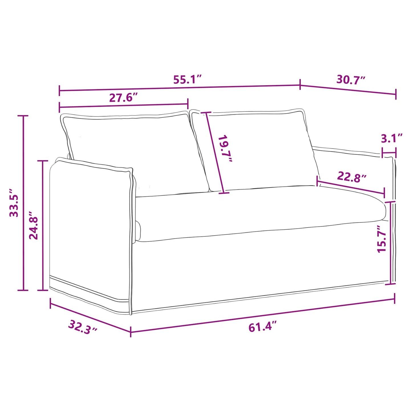 vidaXL Καναπές Σκούρο Γκρι 156 x 82 x 85 εκ ύφασμα