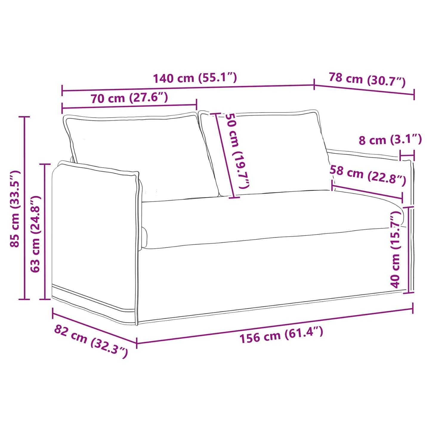 vidaXL Καναπές Taupe 156 x 82 x 85 εκ ύφασμα
