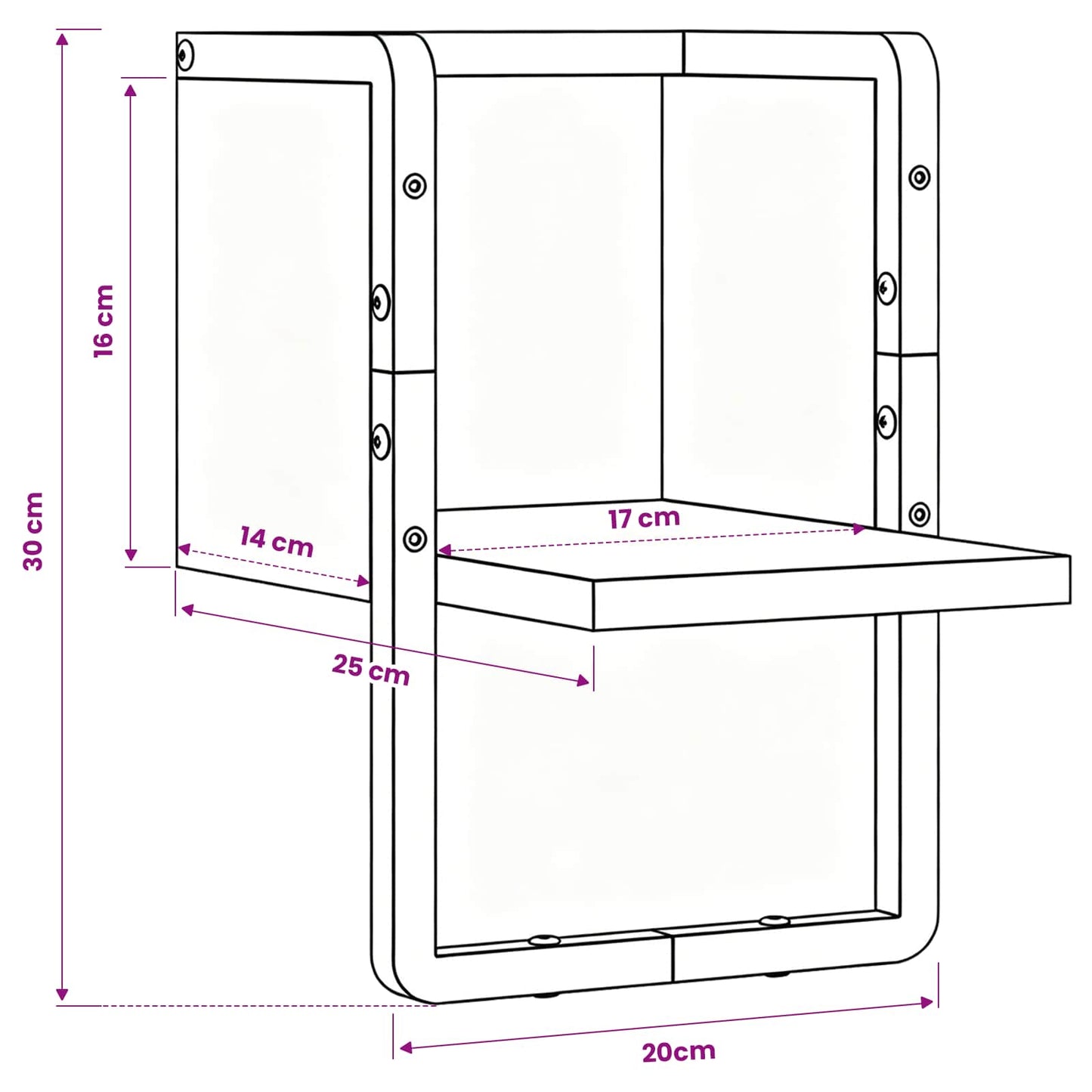 vidaXL Ράφι Τοίχου Καρυδιά Χειροποίητης Εργασίας 20 x 25 x 30 cm