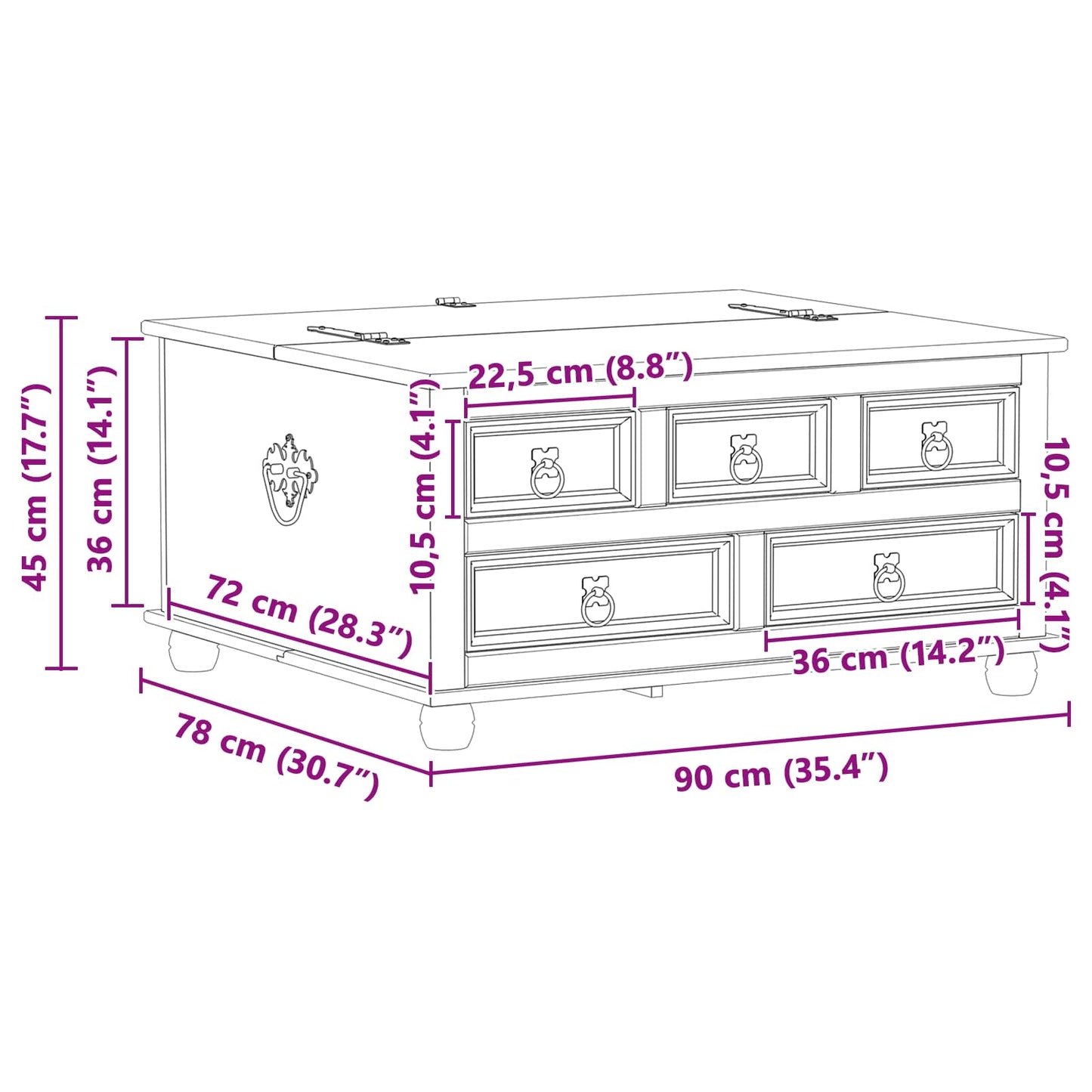 vidaXL storage box με ράφι Λευκό 90 x78 x 45 εκ Στερεά ξυλεία πεύκου